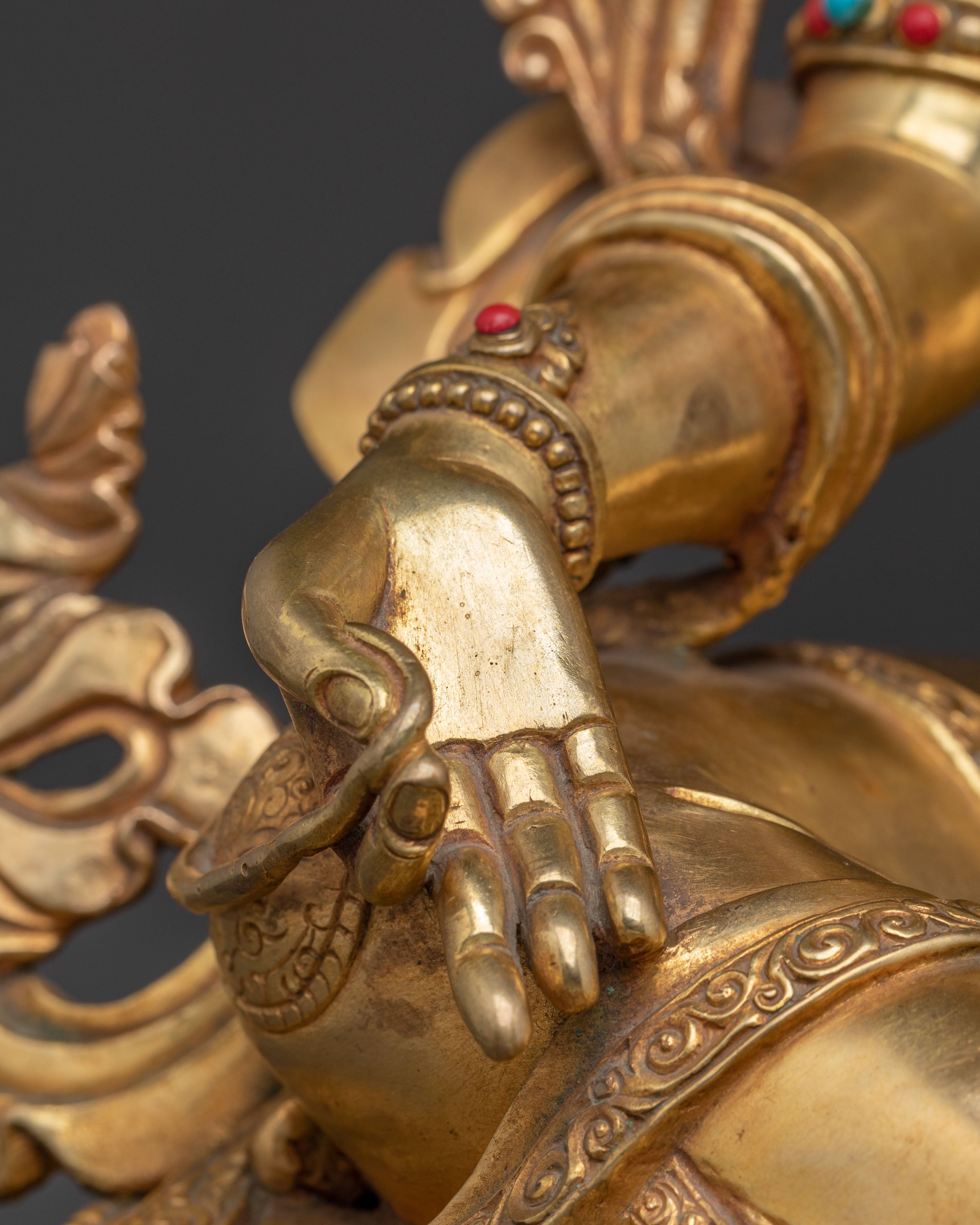 Handcrafted Goddess Green Tara Statue for Protection