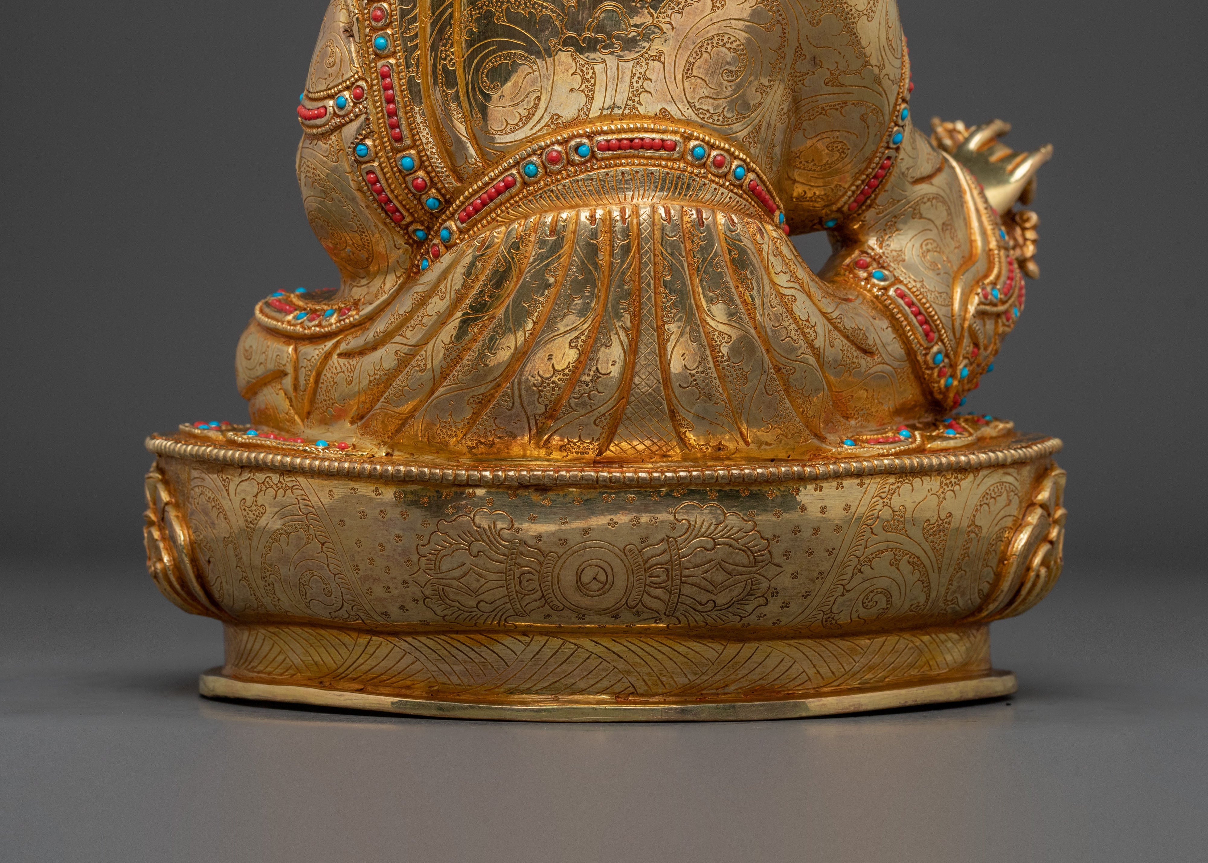 Guru Rinpoche Tibetan Figurine | 24K Gold Gilded Statue
