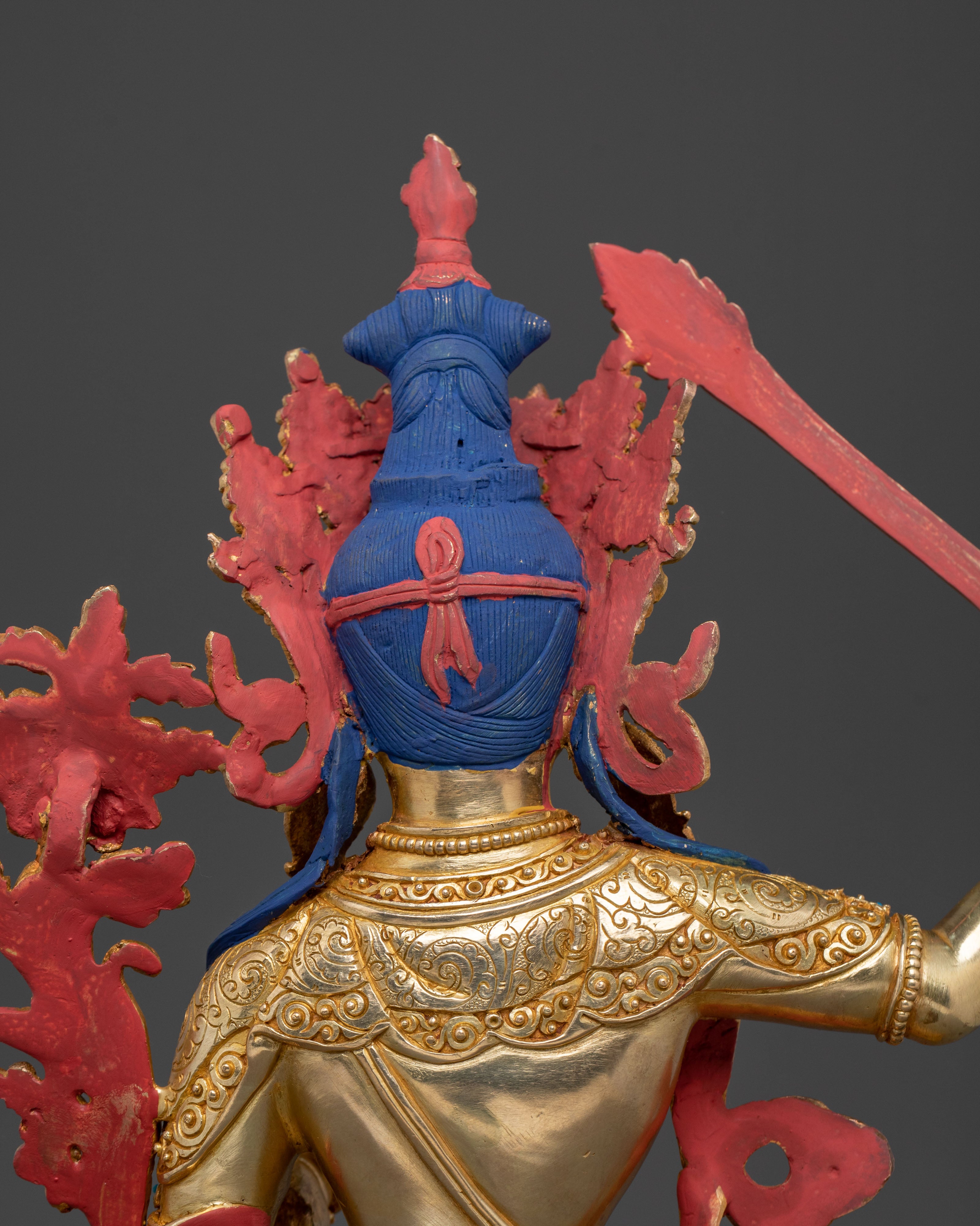 Handmade 24K Gold Gilded Manjushri Statue