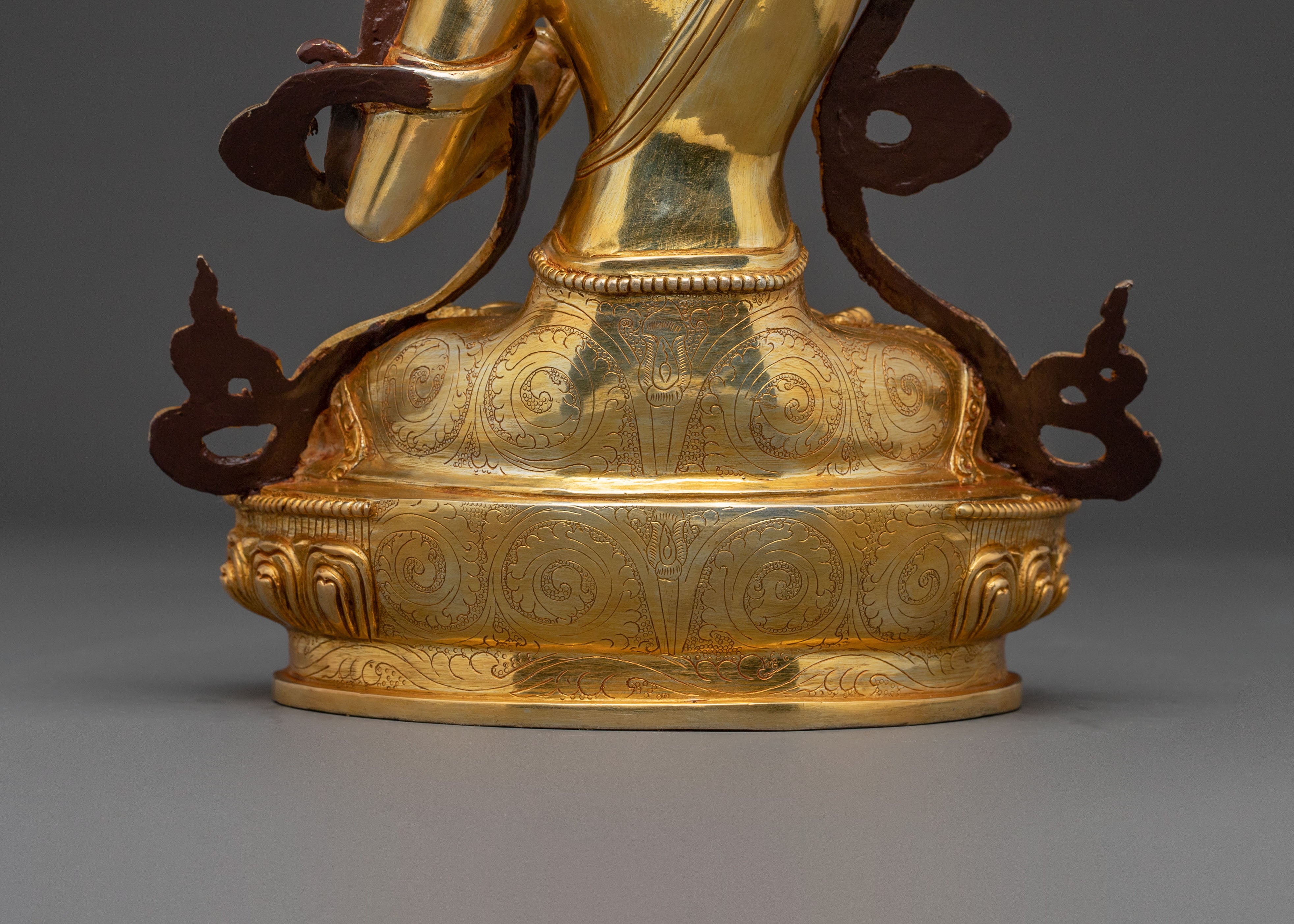 Gold Electroplated Manjushri Sculpture: Radiant Wisdom Artistry