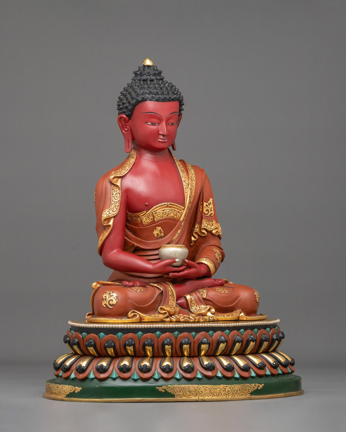 24K Gold Gilded Copper Three Buddha Statue Set | Sacred Buddhist Trio