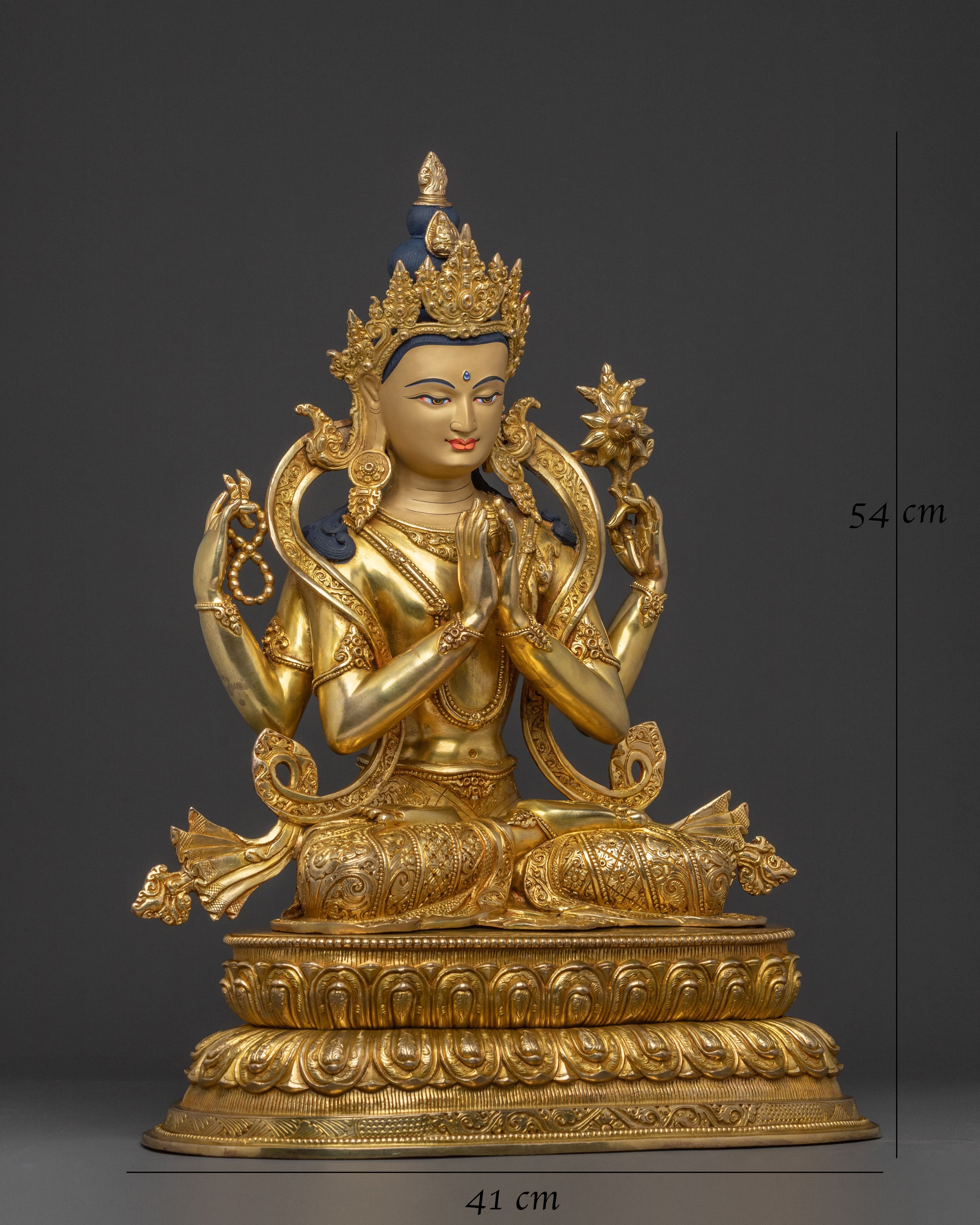 Chenrezig Statue | 24K Gold Gilded Bodhisattva