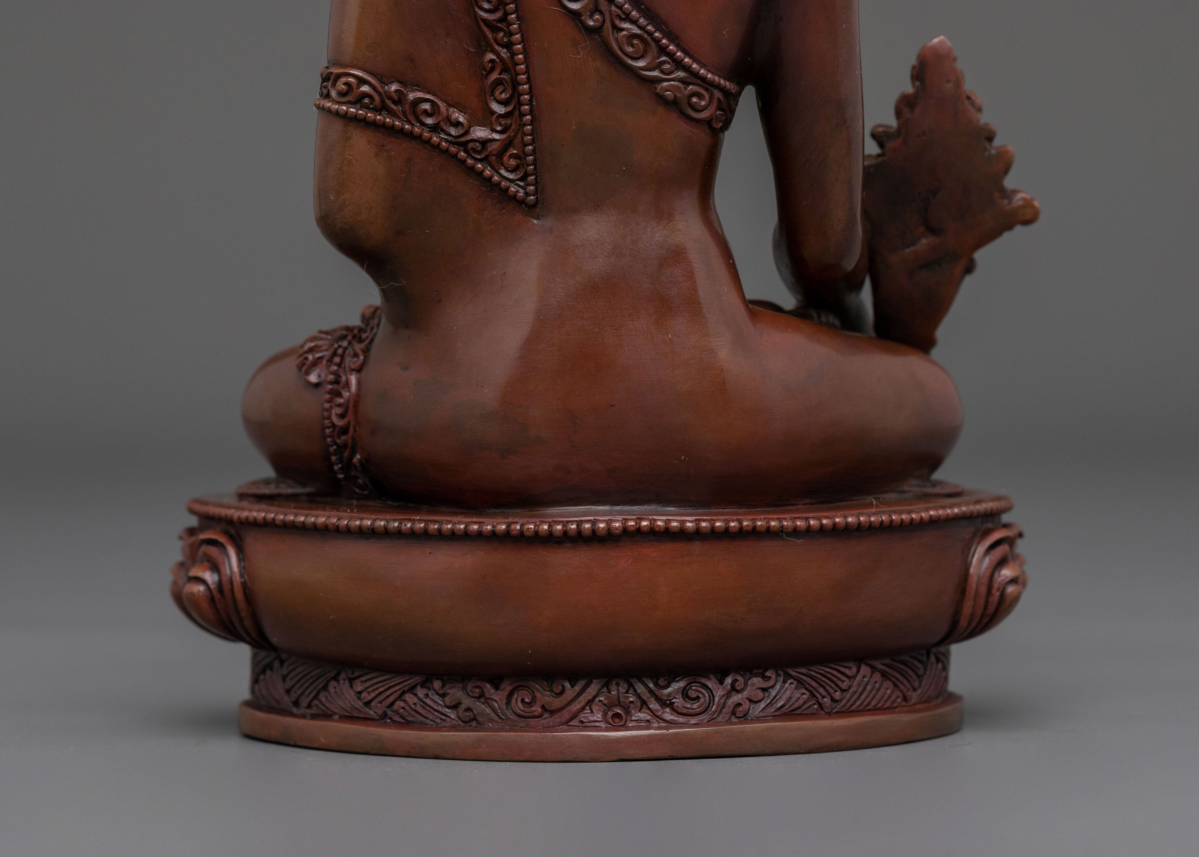 Medicine Buddha Figurine of Spiritual Healing | Oxidized Copper Art