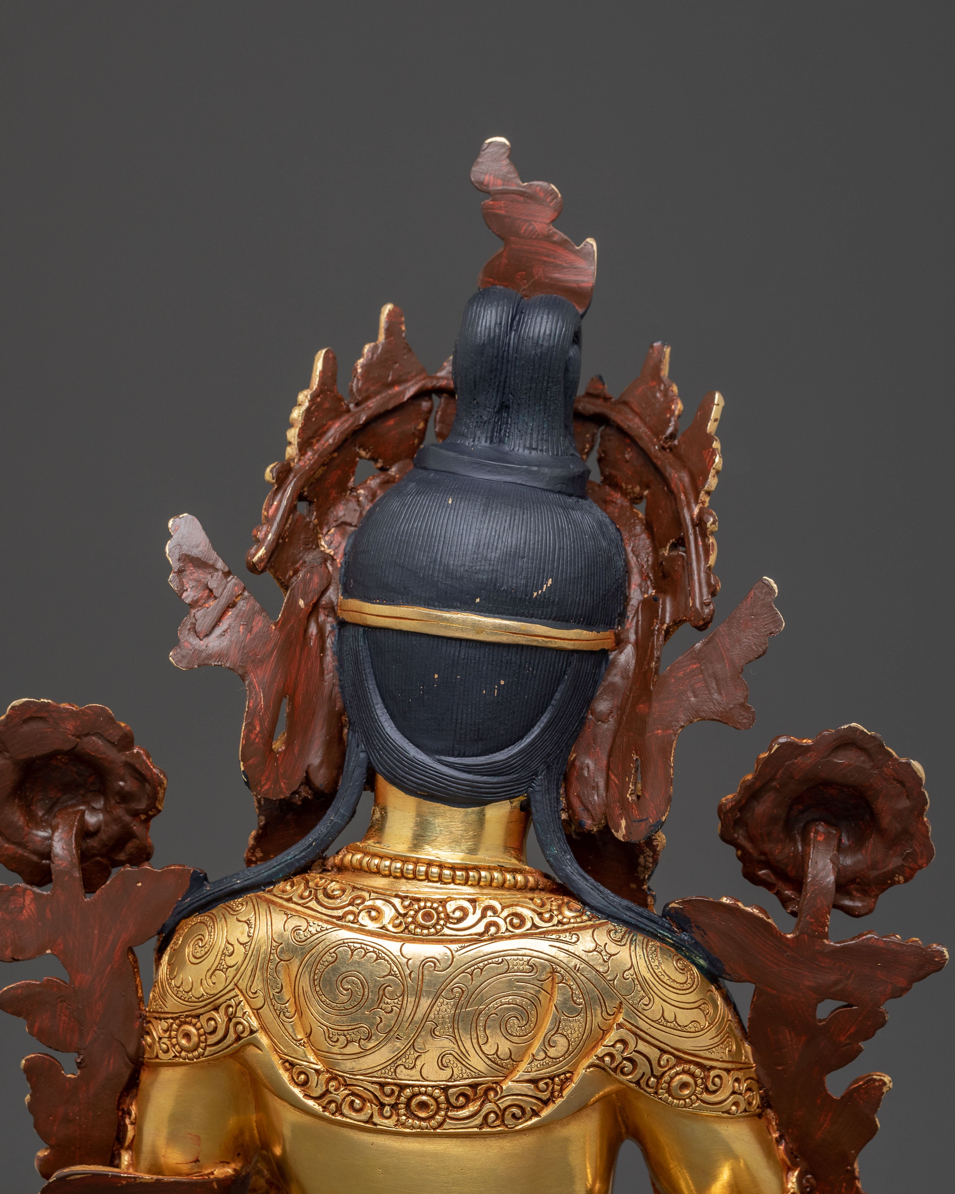 White Tara Meditation Deity Statue: 24K Gold Gilded Masterpiece