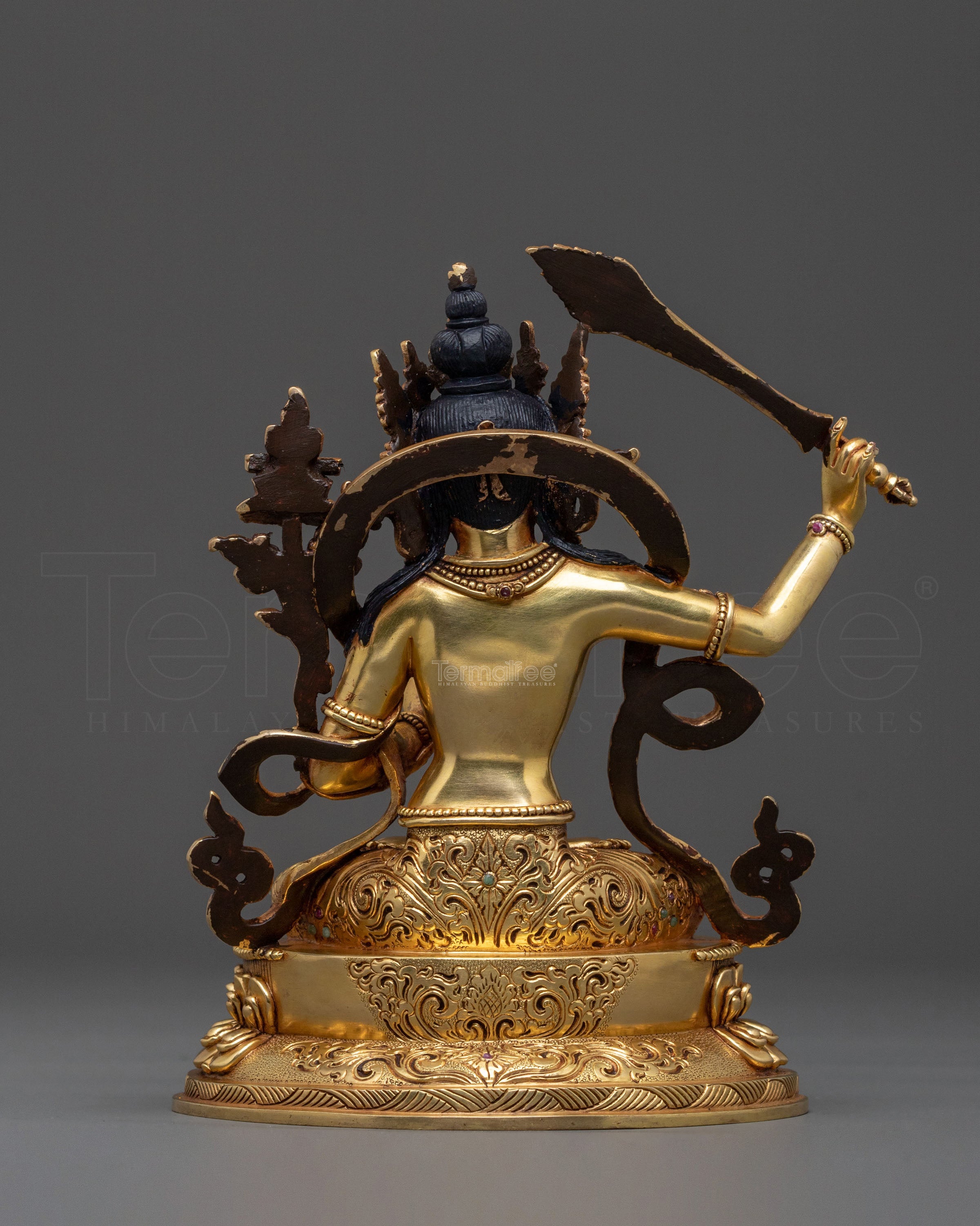 Manjushri Traditional Figurine | 24K Gilded Copper