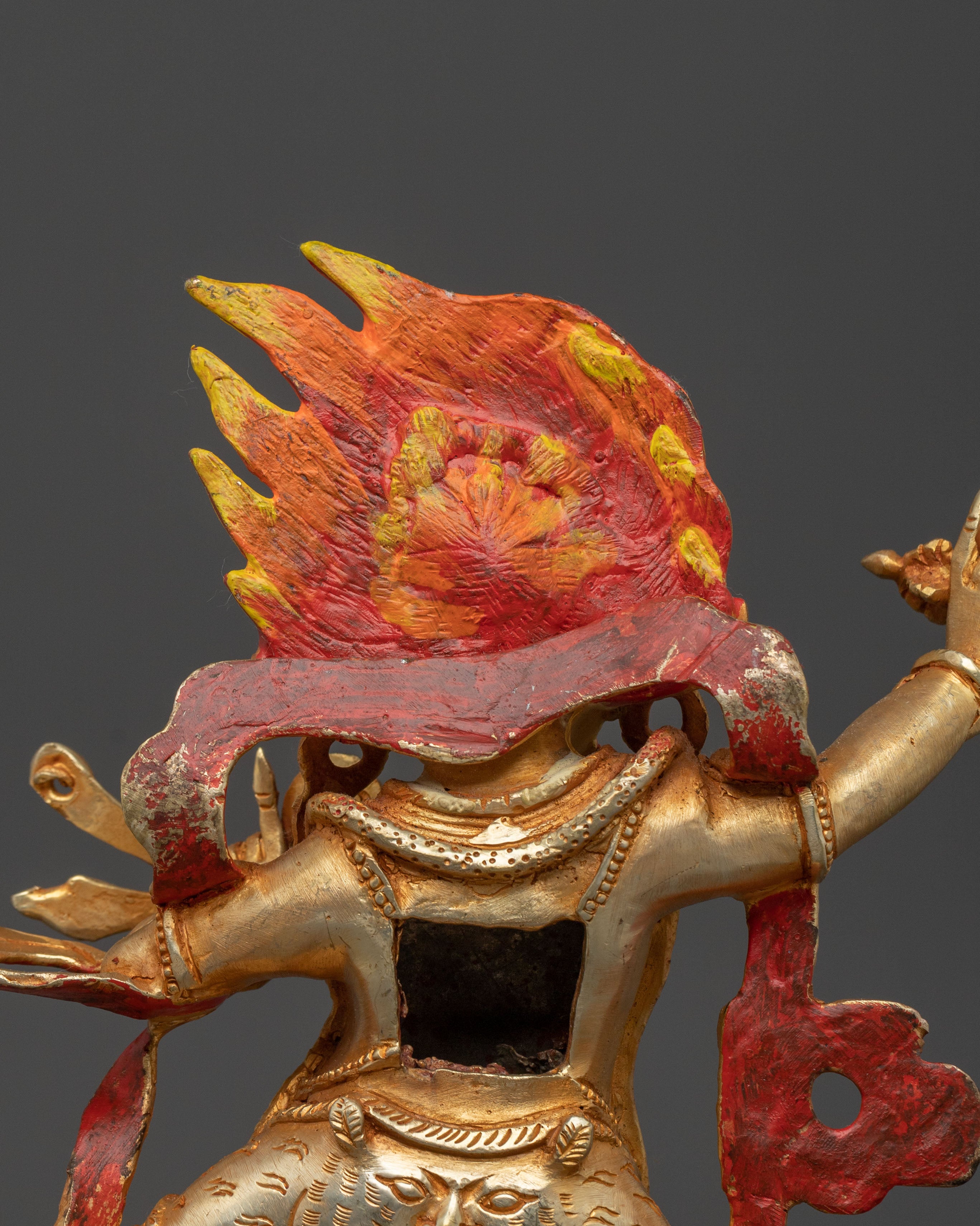 24K Gold Gilded Vajrapani Statue: Wrathful Deity and Thunderbolt Holder