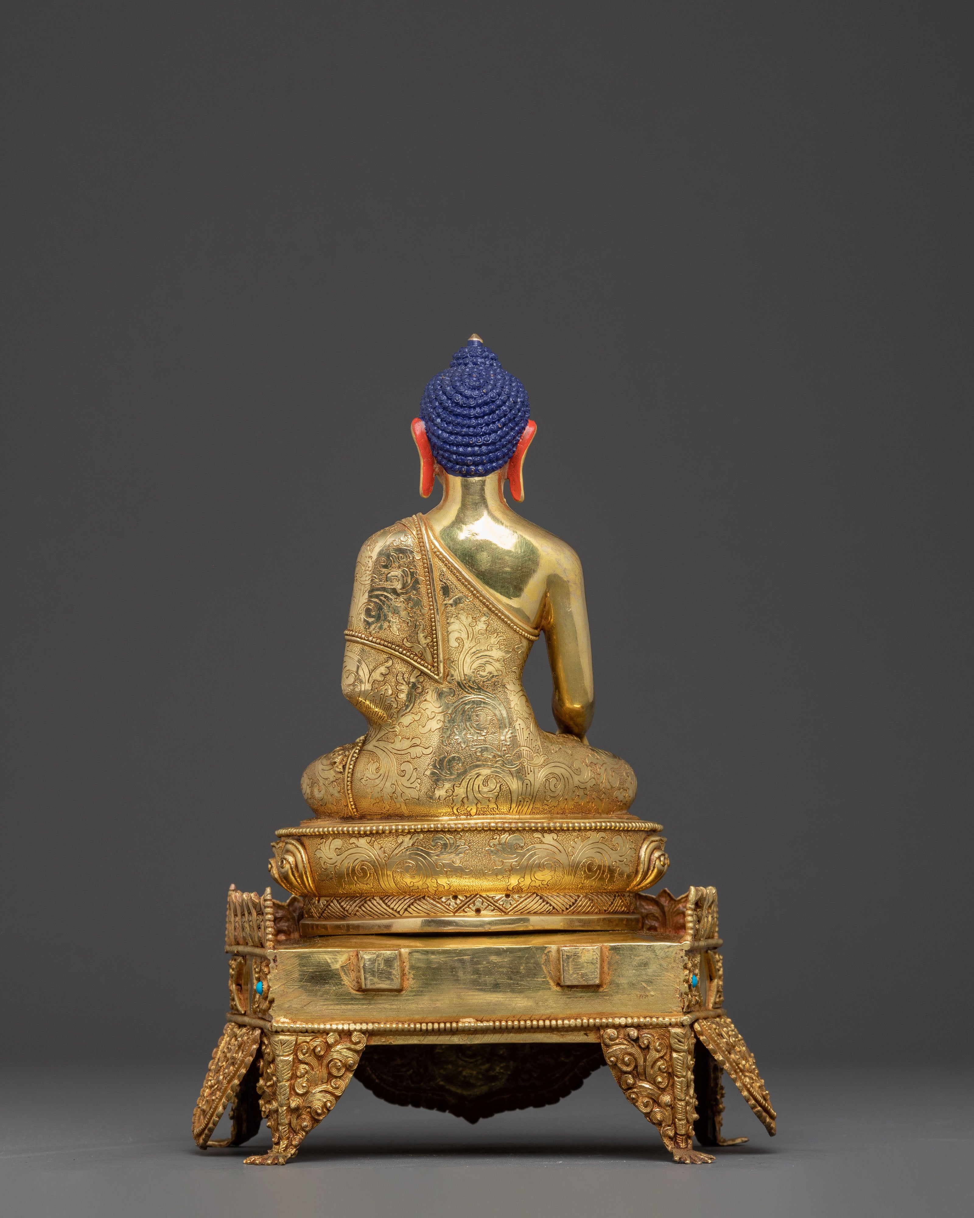Shakyamuni Buddha Tibetan Statue - 24K Gold Gilded