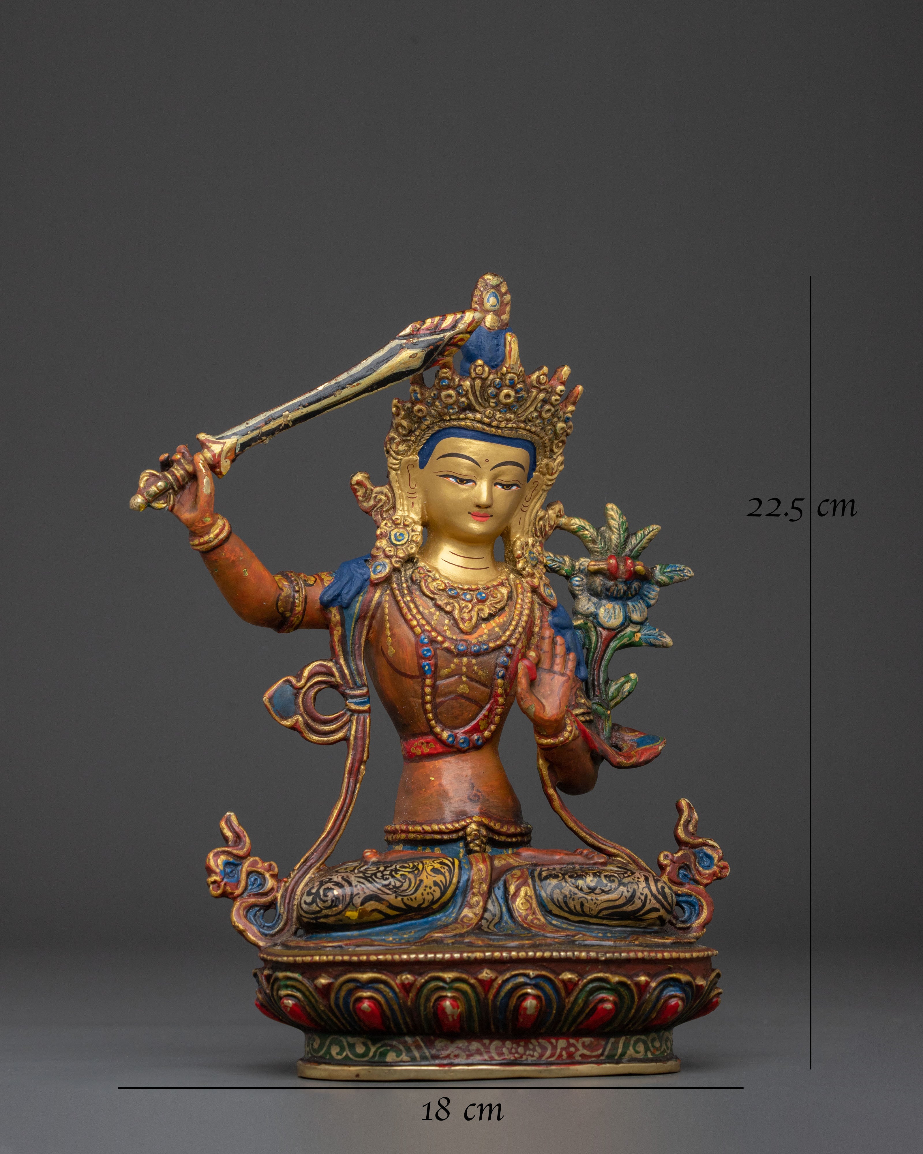 Manjushri 24K Gold Gilded Statue | Home Decor