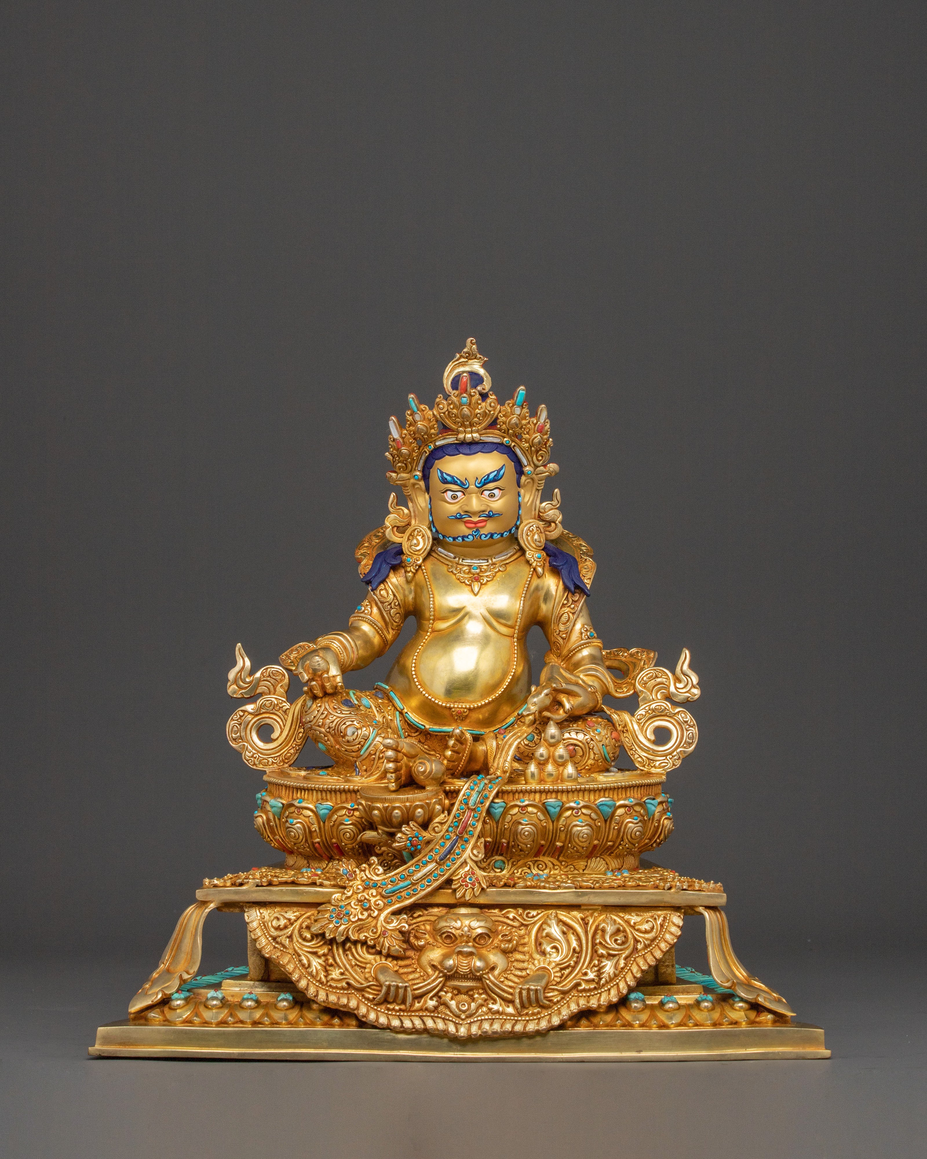 Dzambhala Statue on Throne | Altar Home Decor