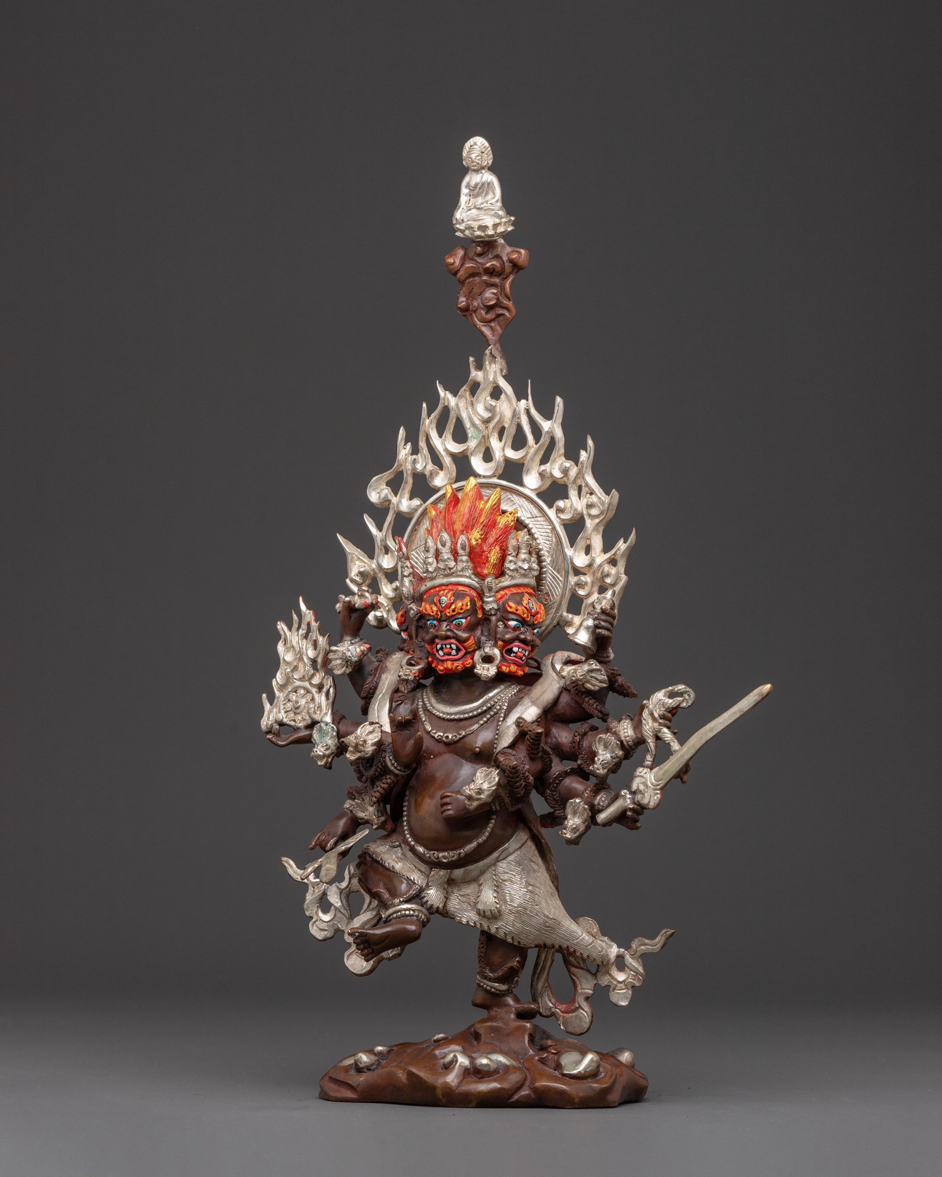 Uchusma Wrathful Deity Statue – Oxidized Copper