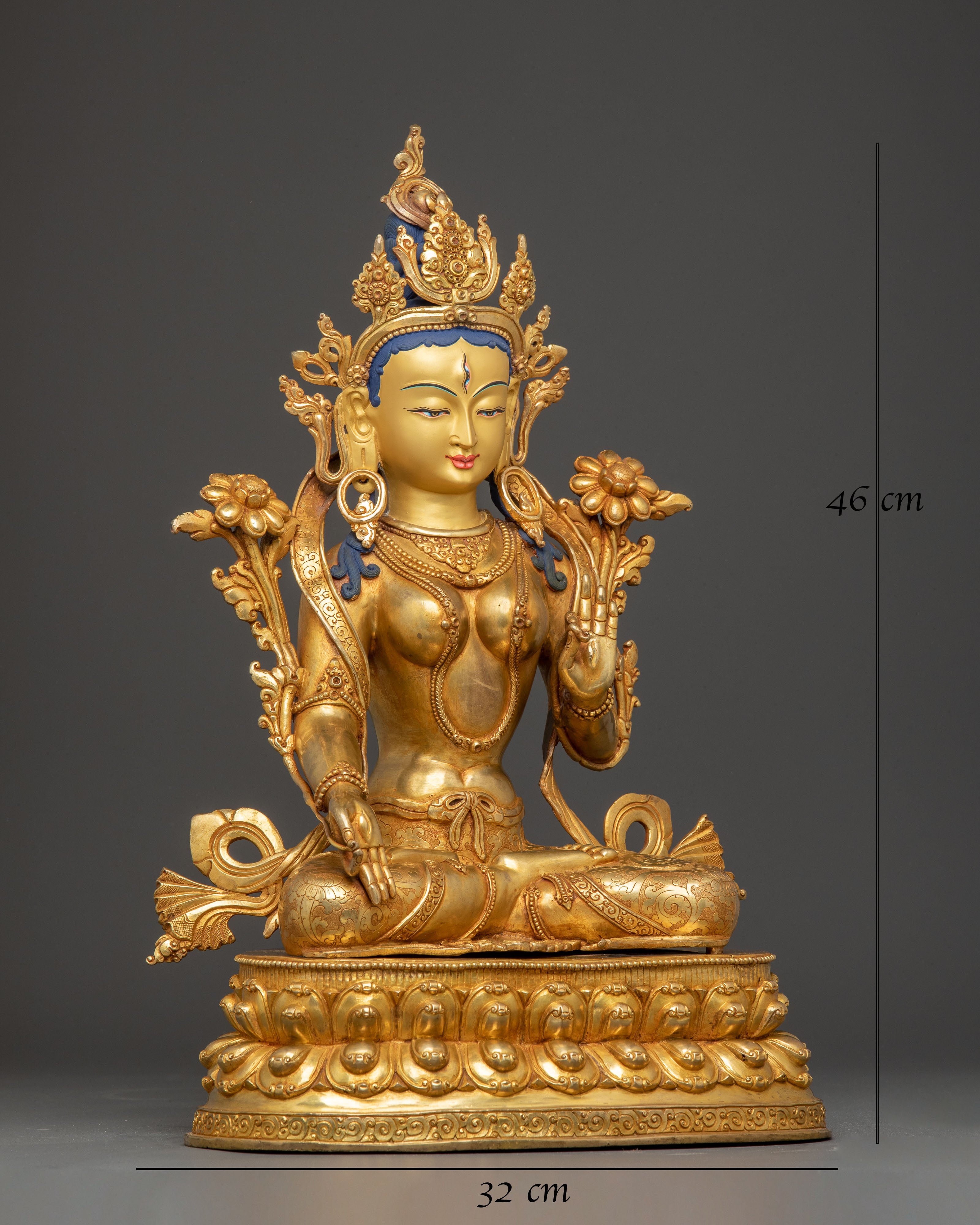Divine White Tara Statue: Seven Eyed Goddess 