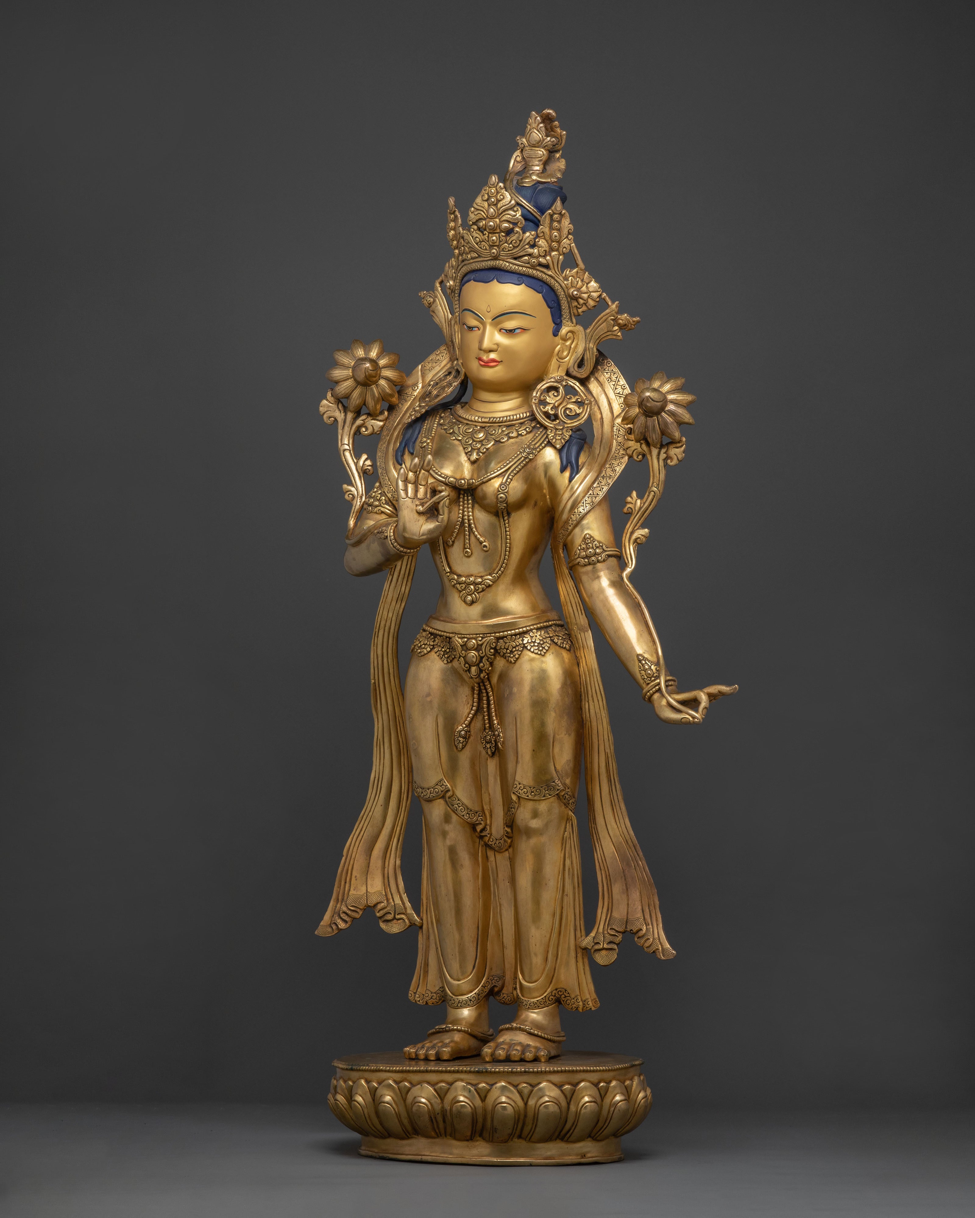 Exquisite Standing Tara Statue | 24K Gold Gilded