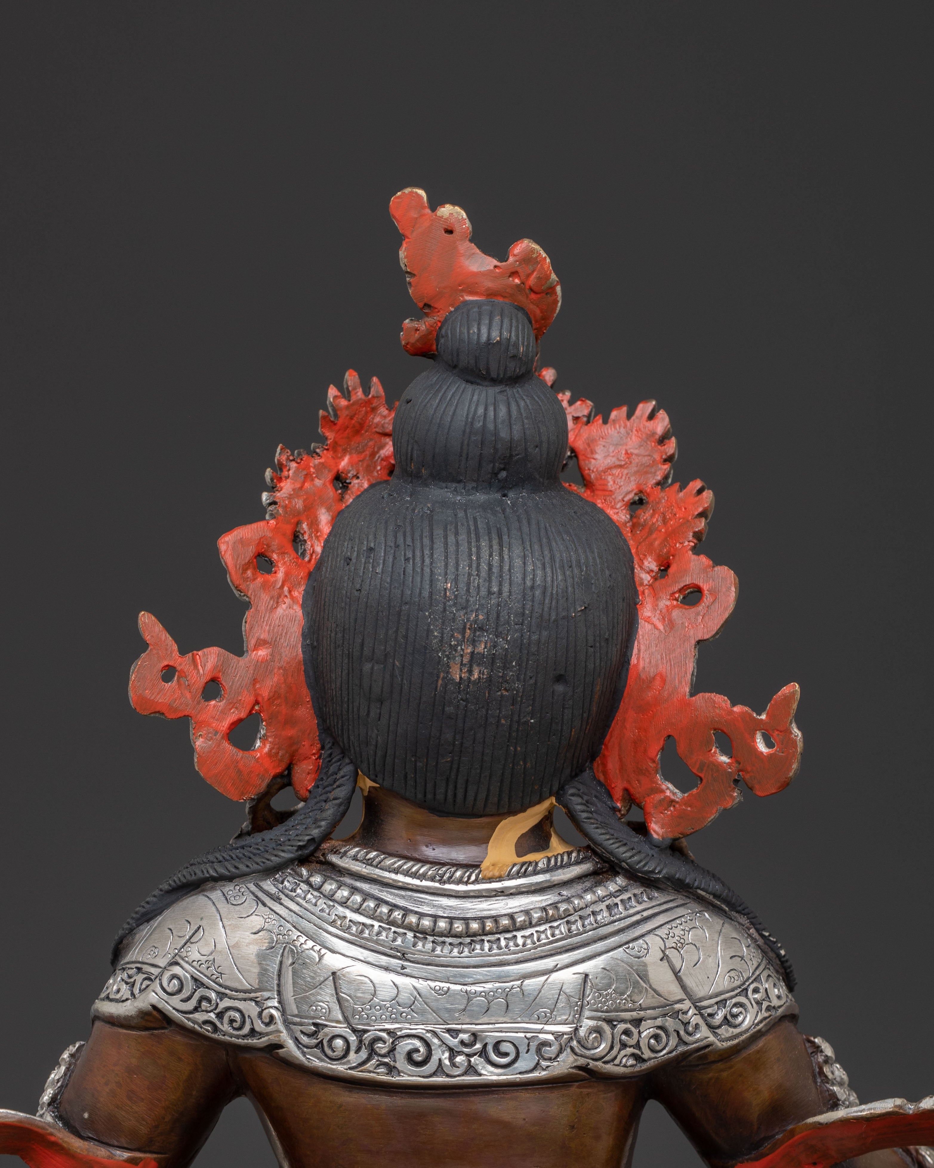 Dzambhala Copper Handcrafted Statue with Silver Accents