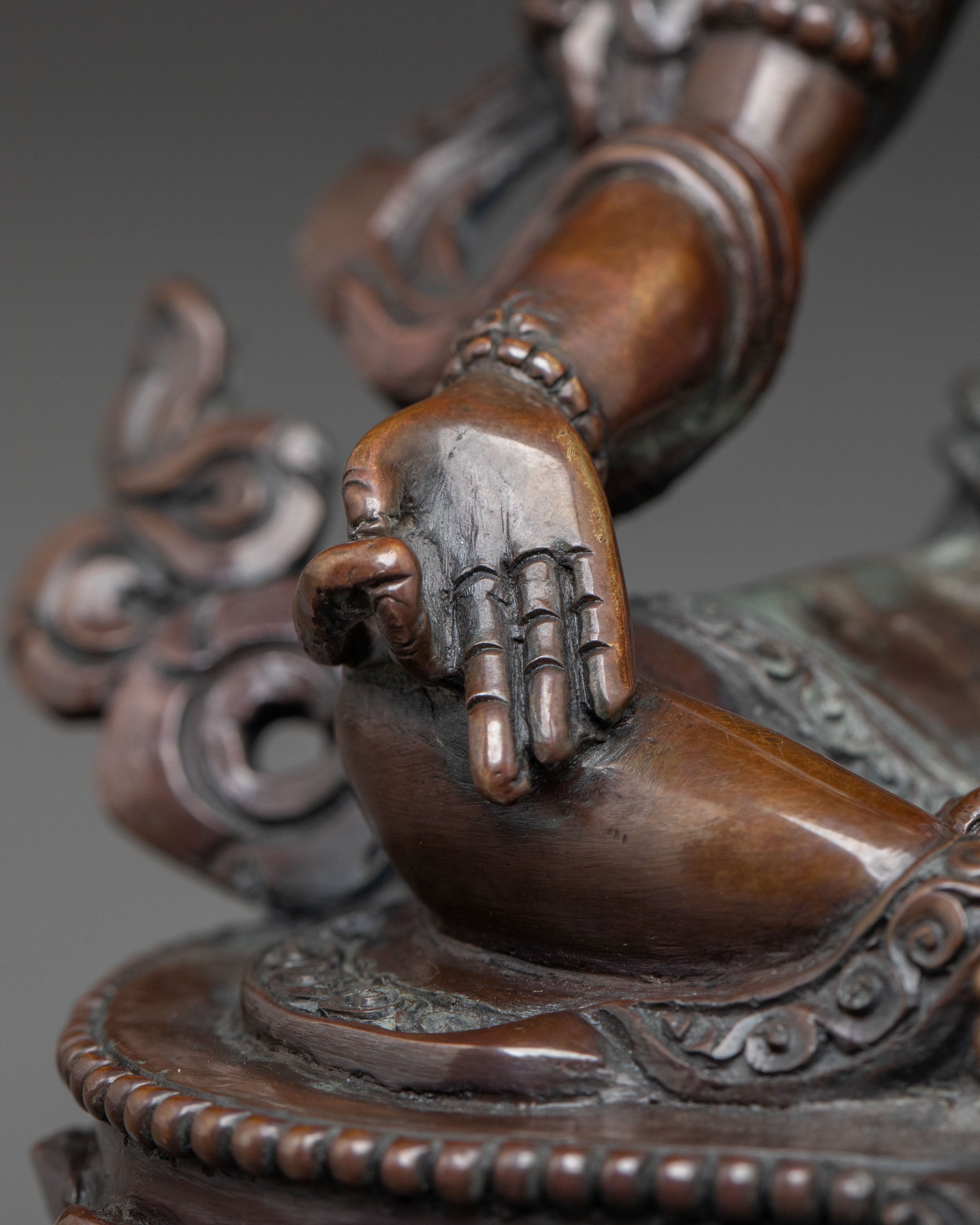 Mother Green Tara Blessing Statue - Oxidized Copper
