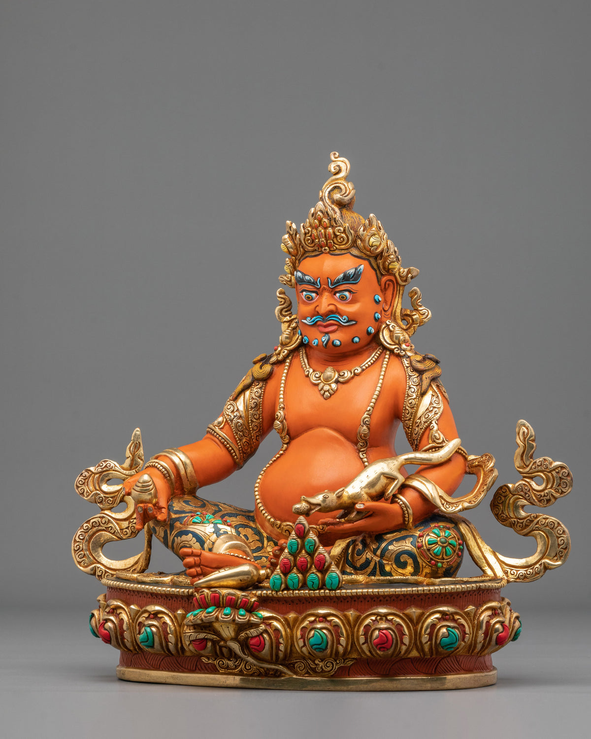 Dzambhala Fire Gold Gilded Sculpture | Wealth God