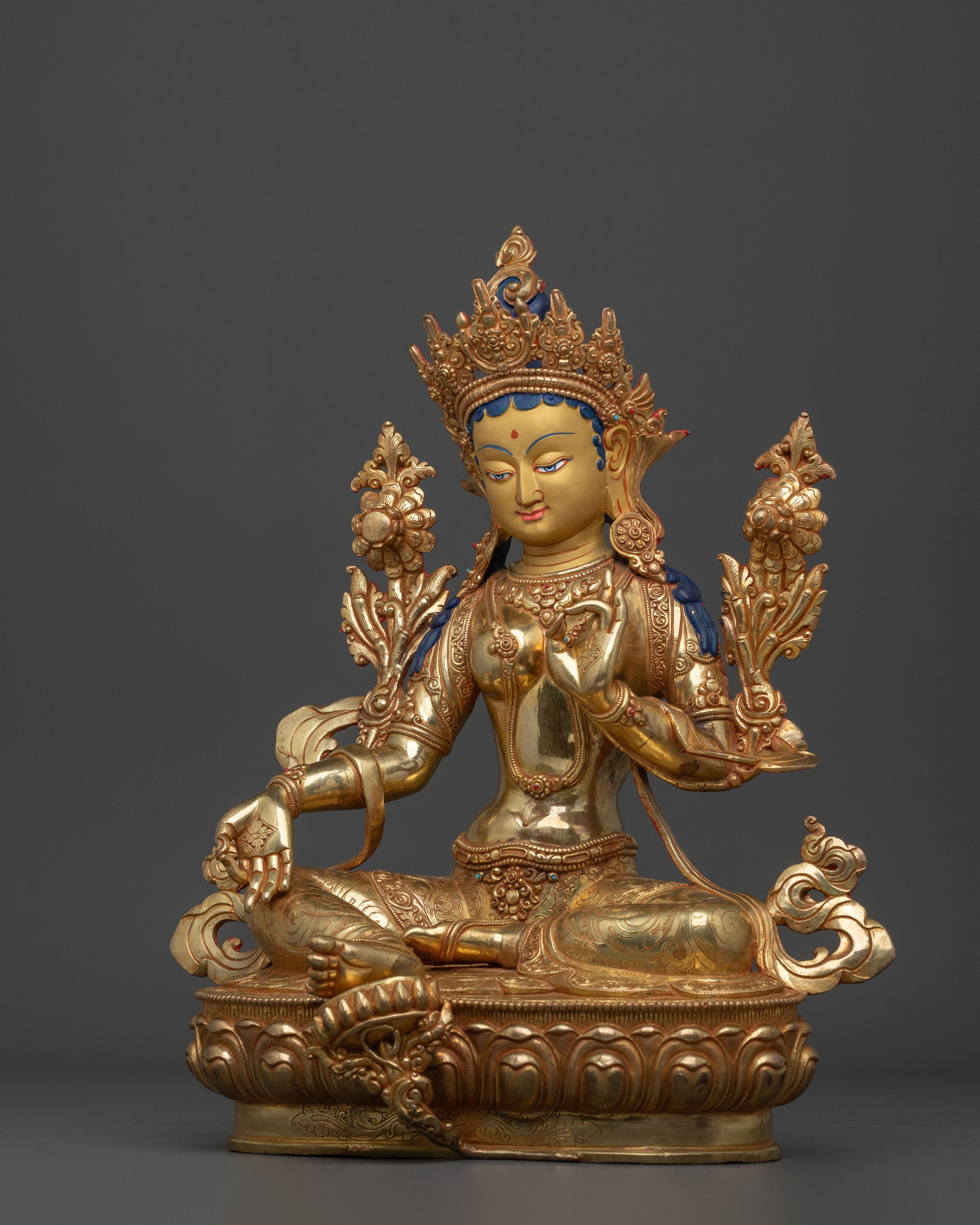 Green Tara Ritual Statue | | Handcrafted Buddhist Goddess Sculpture