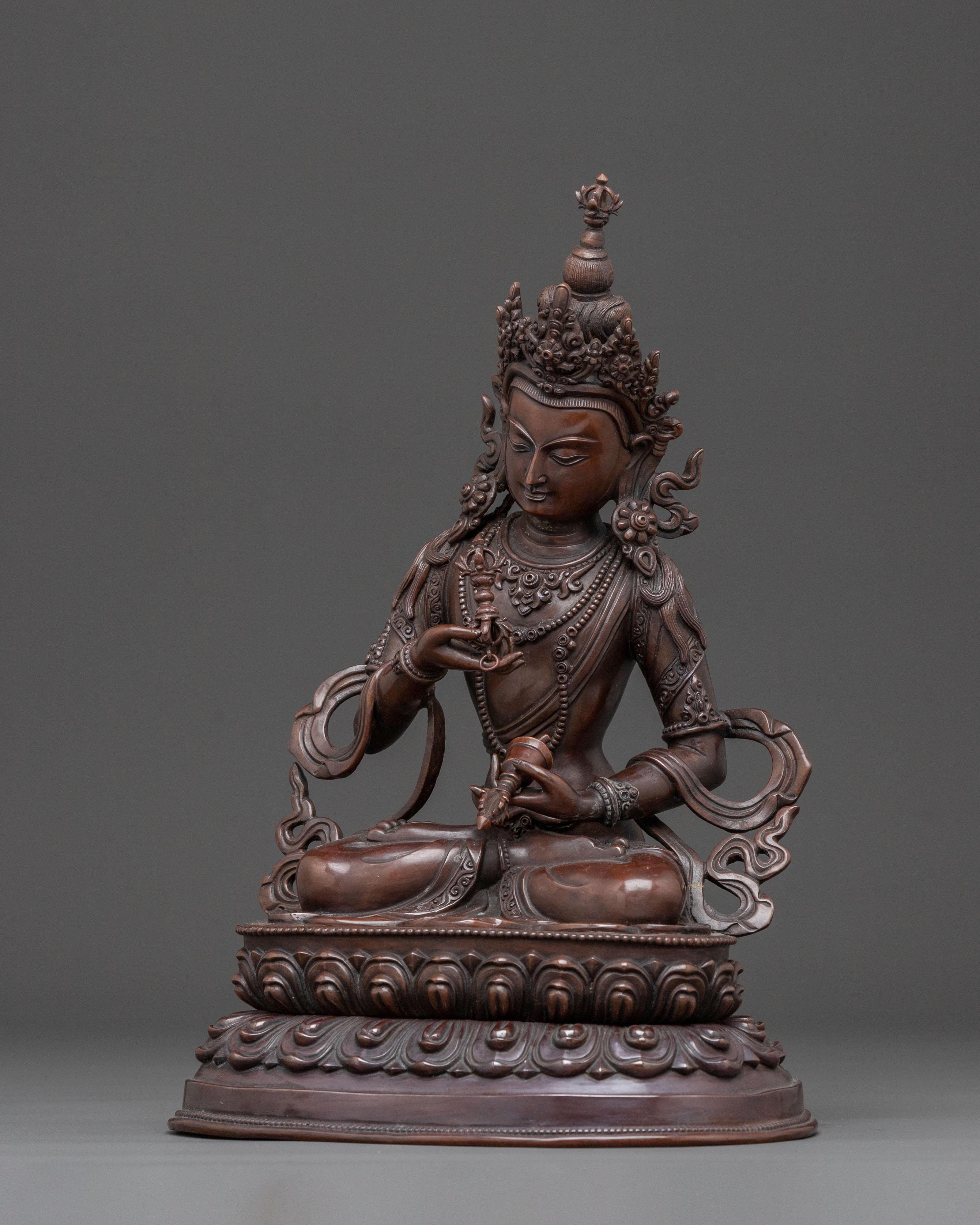 Divine Vajrasattva Sculpture – Oxidized Copper Masterpiece