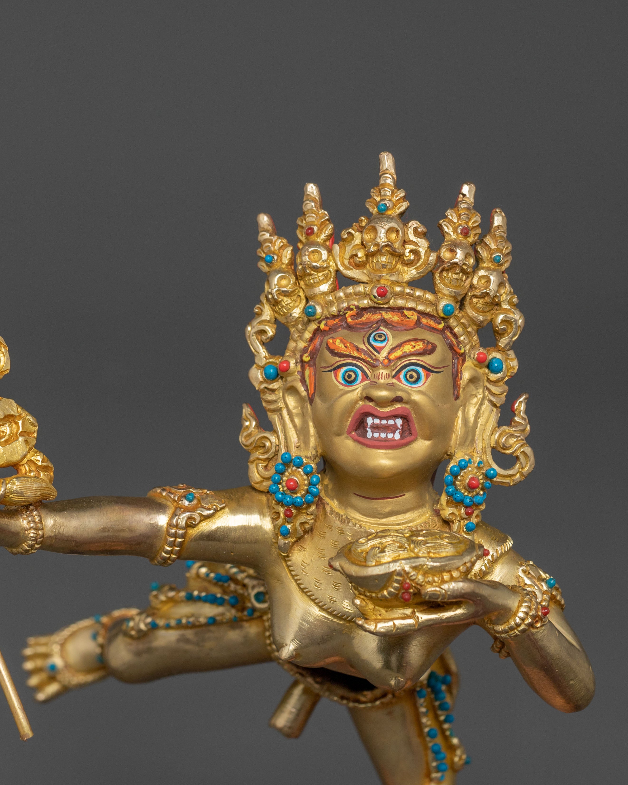 Yama Dharmaraja Sacred Statue: 24K Gold Gilded Protector
