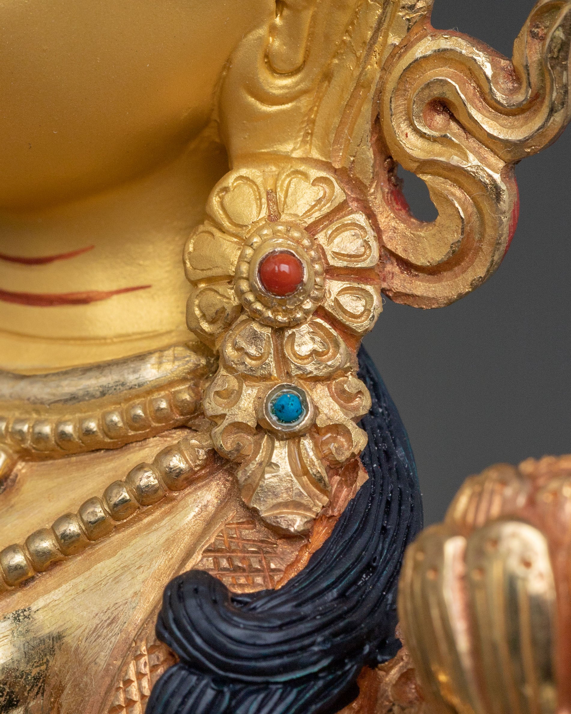 Green Tara Spiritual Altar Decor Statue in Radiant 24K Gold