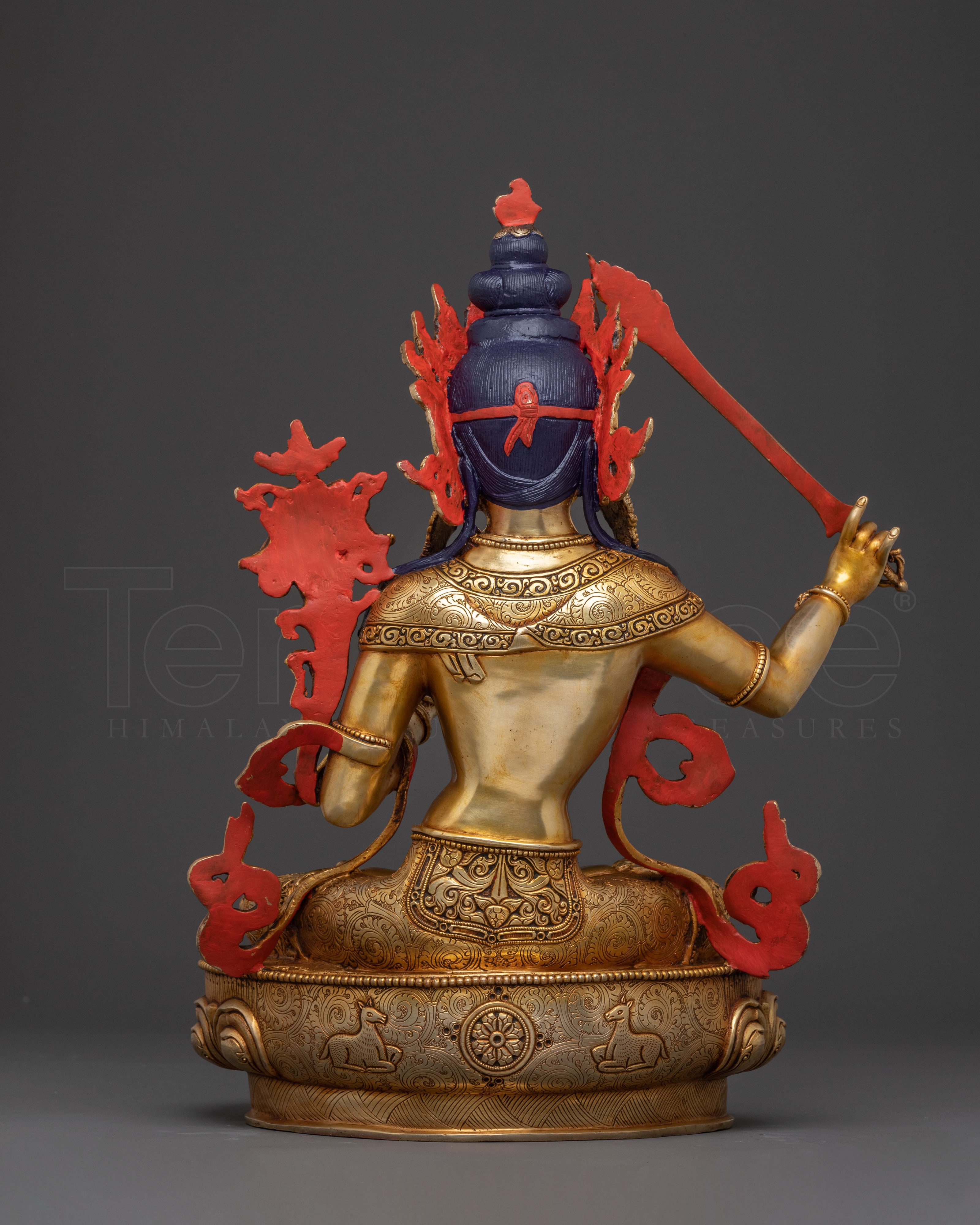 Manjushri: Radiant 24K Gold Gilded Statue of Wisdom Bodhisattva Manjughosa