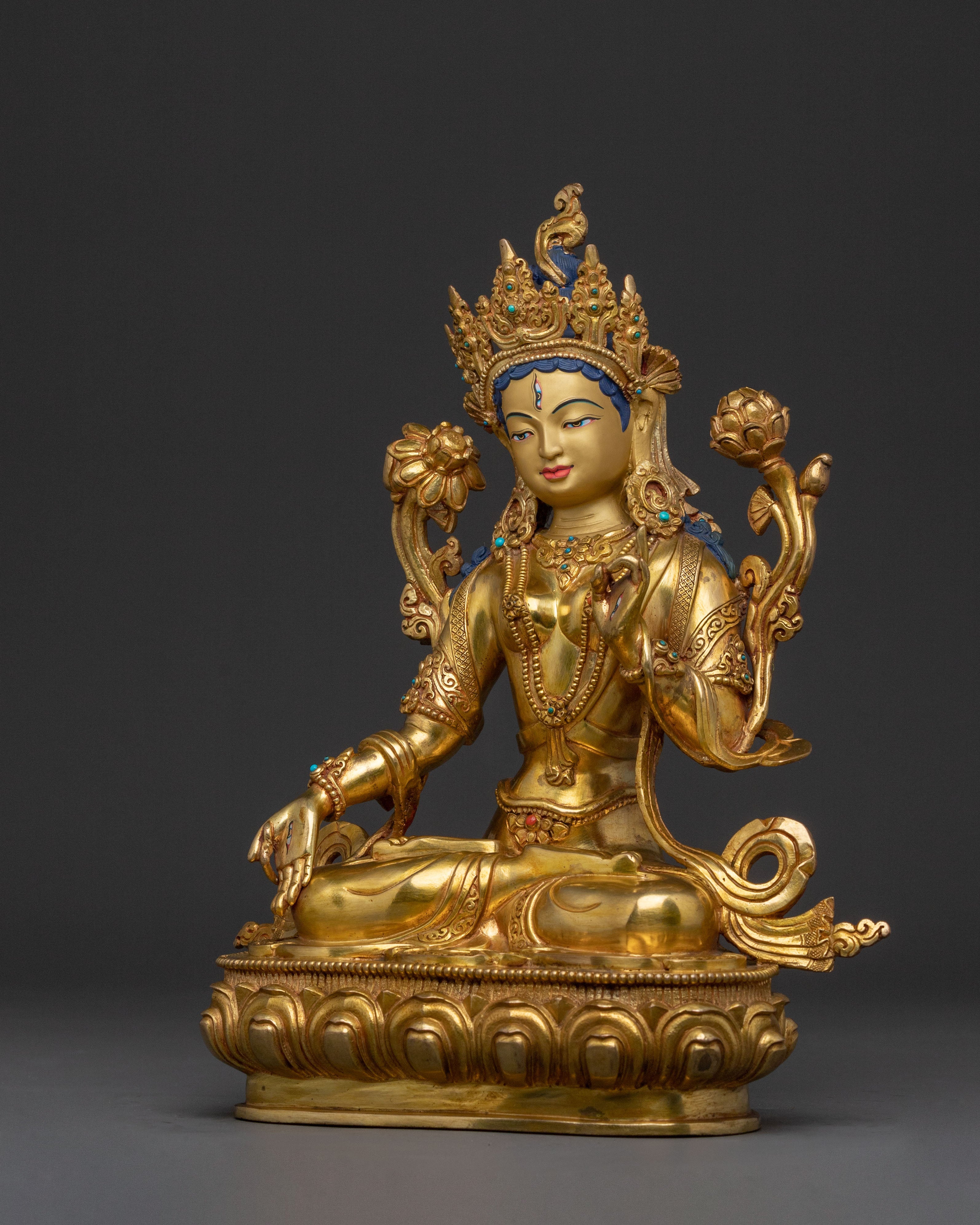 Radiant Goddess White Tara Statue for Healing | Buddhist Decor