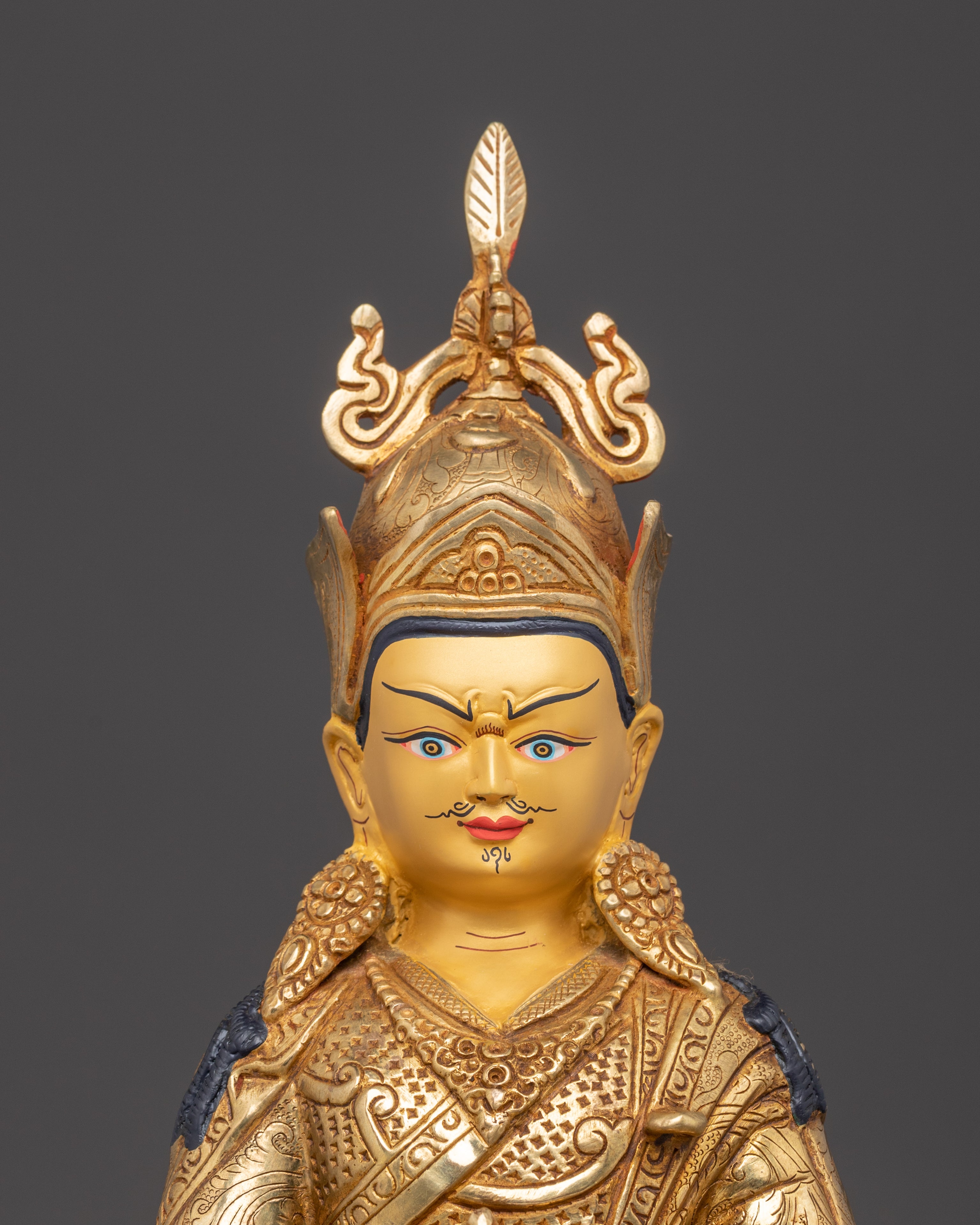 Handcrafted Golden Sculpture of Guru Rinpoche | Lotus-Born Master