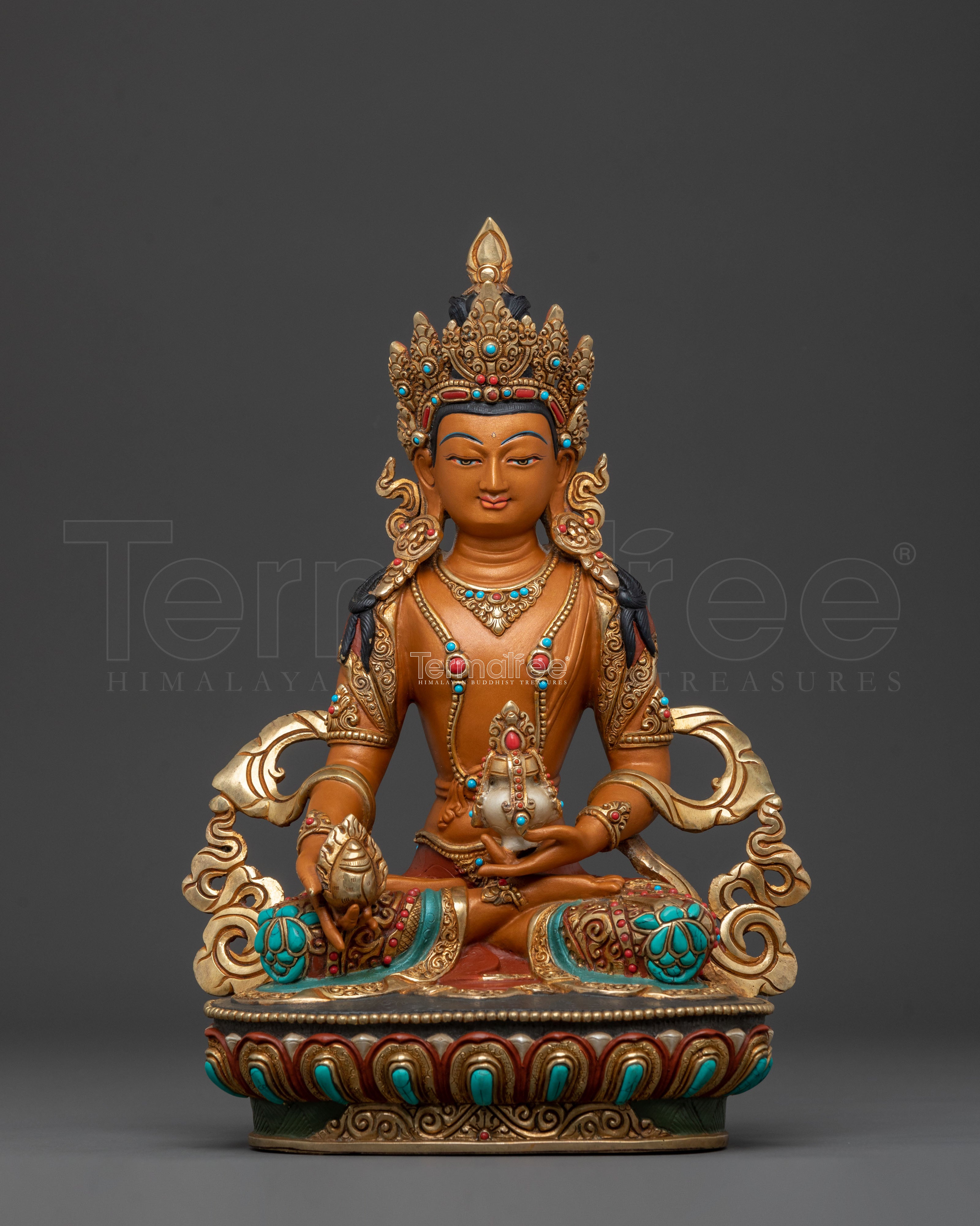 Kshitigarbha Traditional Sculpture | Gold Gilded Buddhist Art