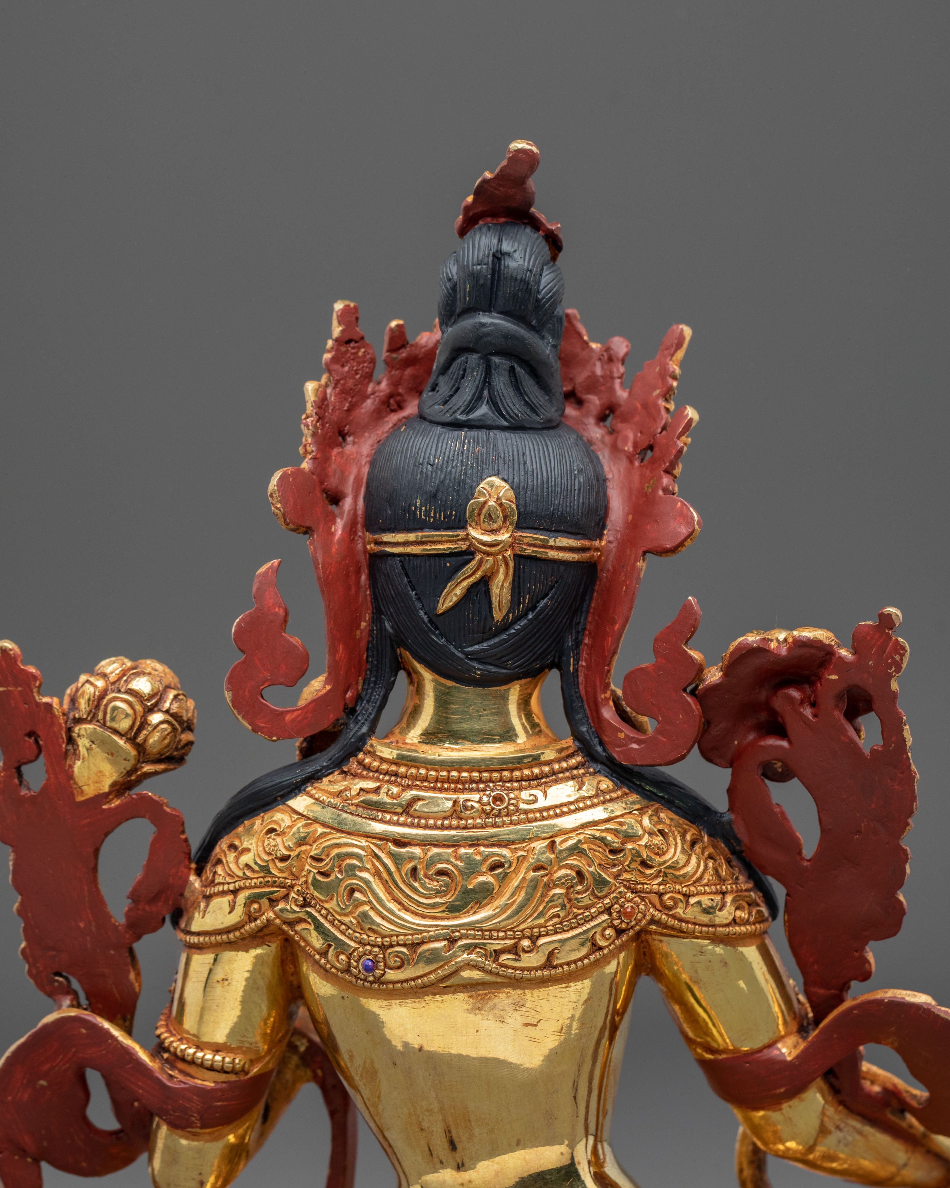 Green Tara 24K Gold Gilded Sculpture | Exquisite Copper Figurine