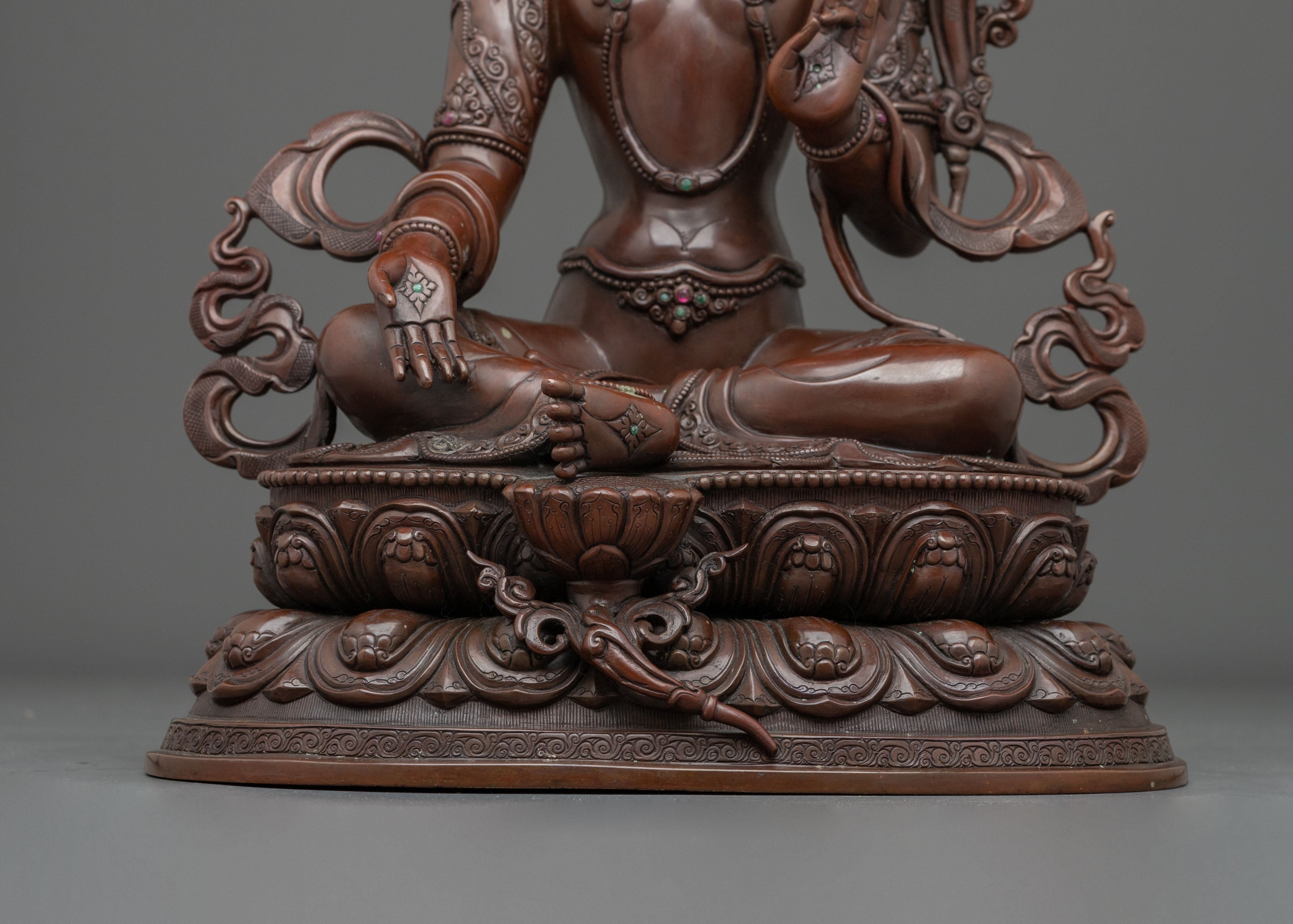 Bodhisattva Sacred Figurine | Oxidized Copper Statue
