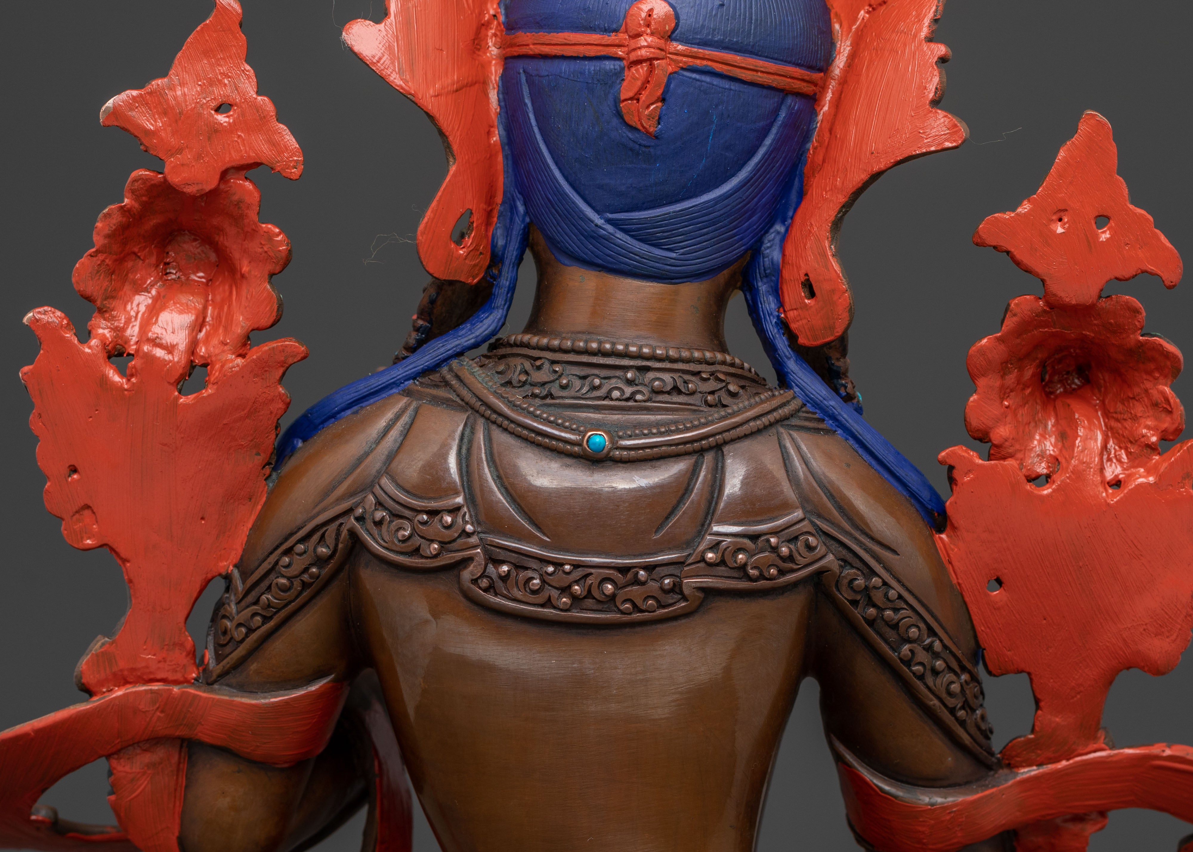 Spiritual White Tara Statue – Oxidized Copper Body