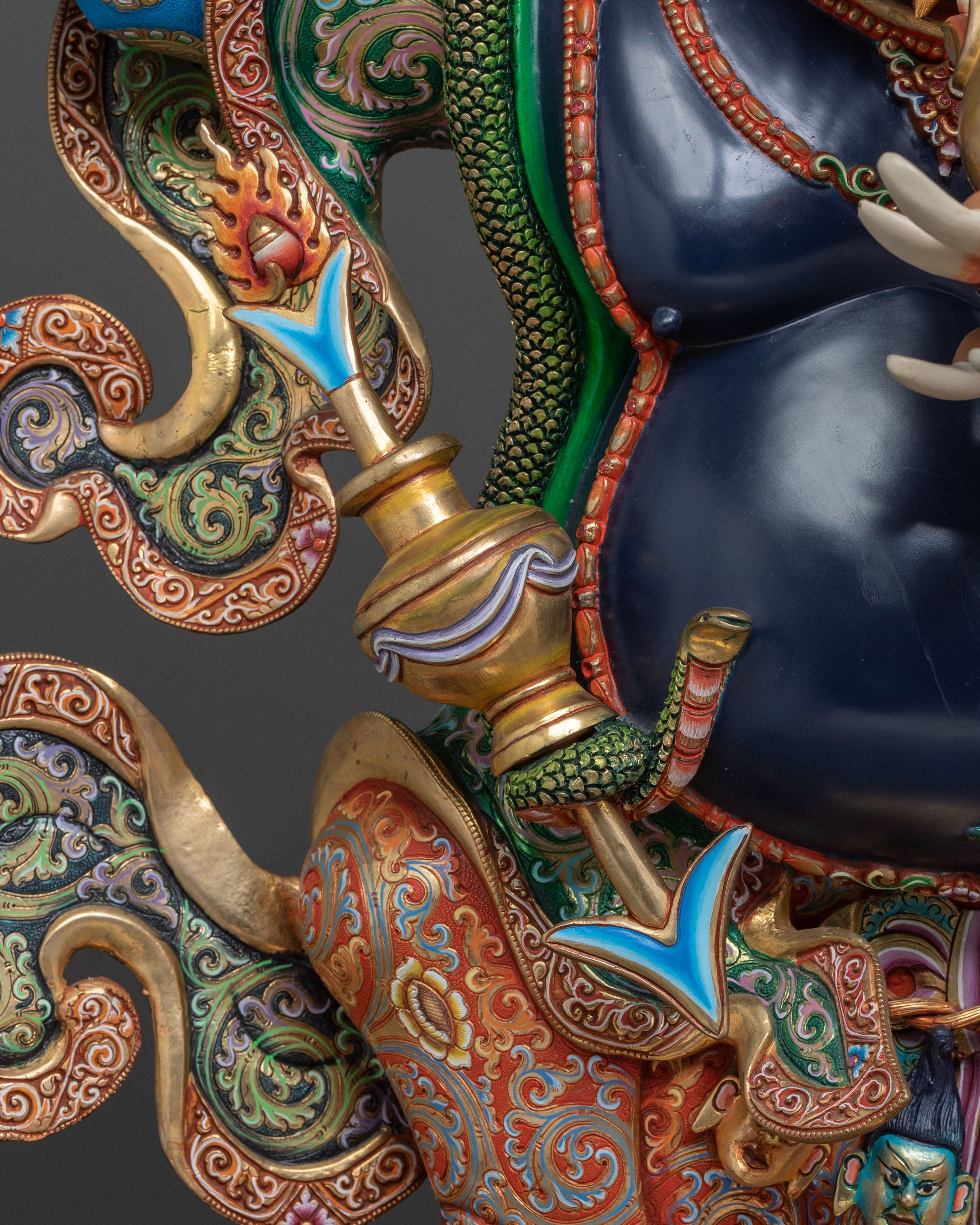 Mahakala Bernakchen, 24K Gold Gilded Protector Statue