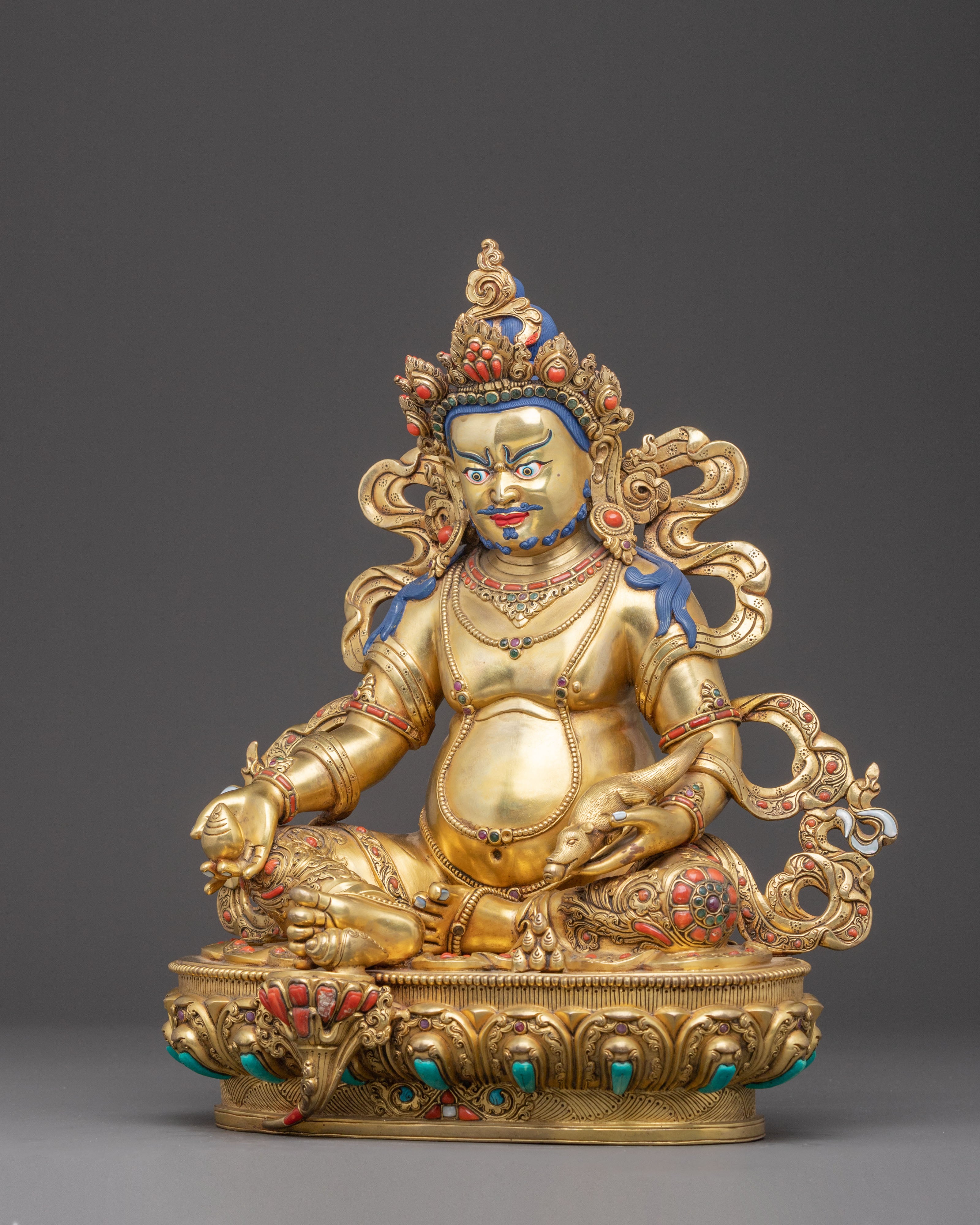 Statue of Dzambhala, Buddhist Wealth Deity | 24K Gold Gilded Wealth God