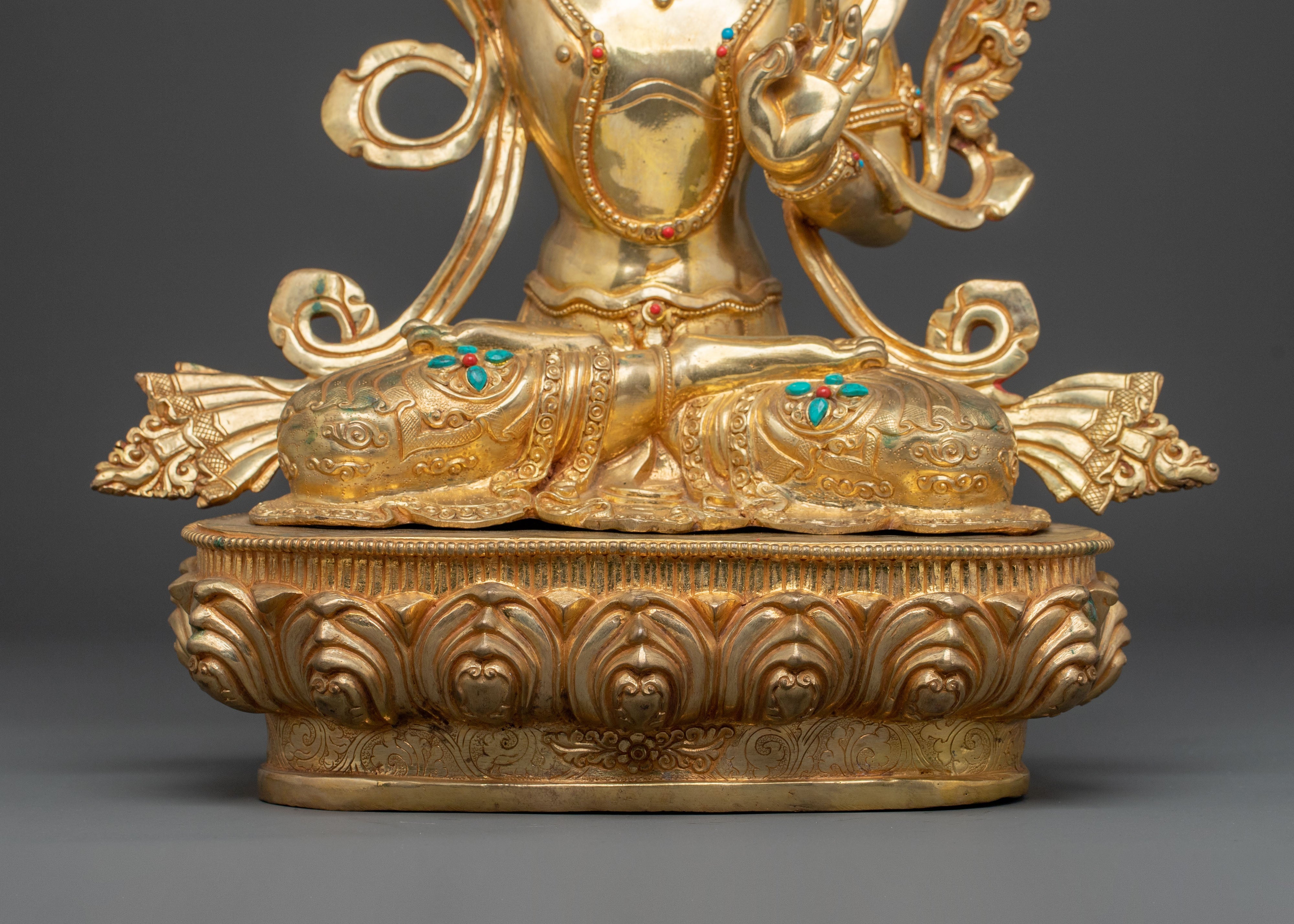 Manjushri Statue Wisdom and Clarity – Hand-Gilded Copper