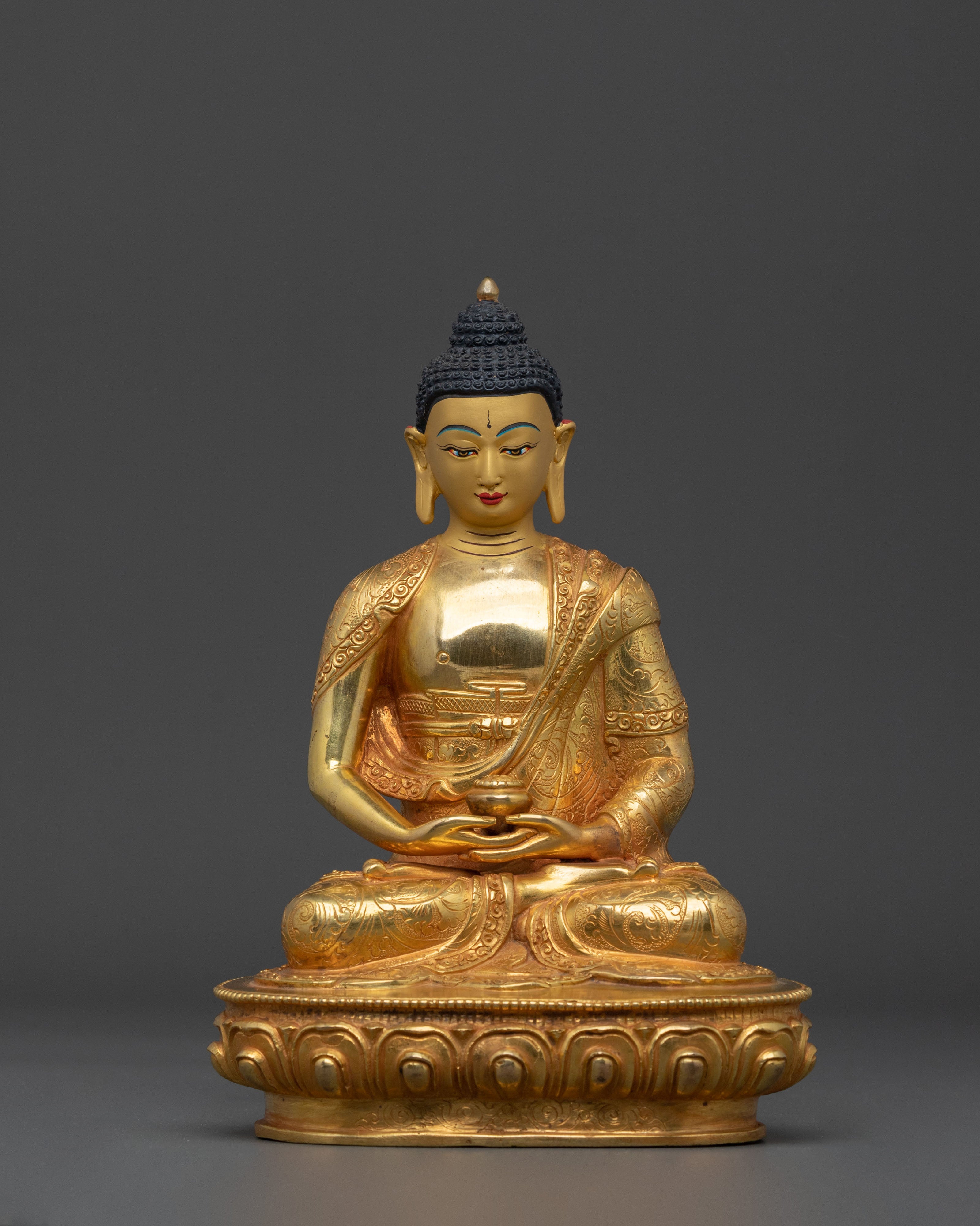Amitabha Buddha Blessing Sculpture - 24K Gold Gilded