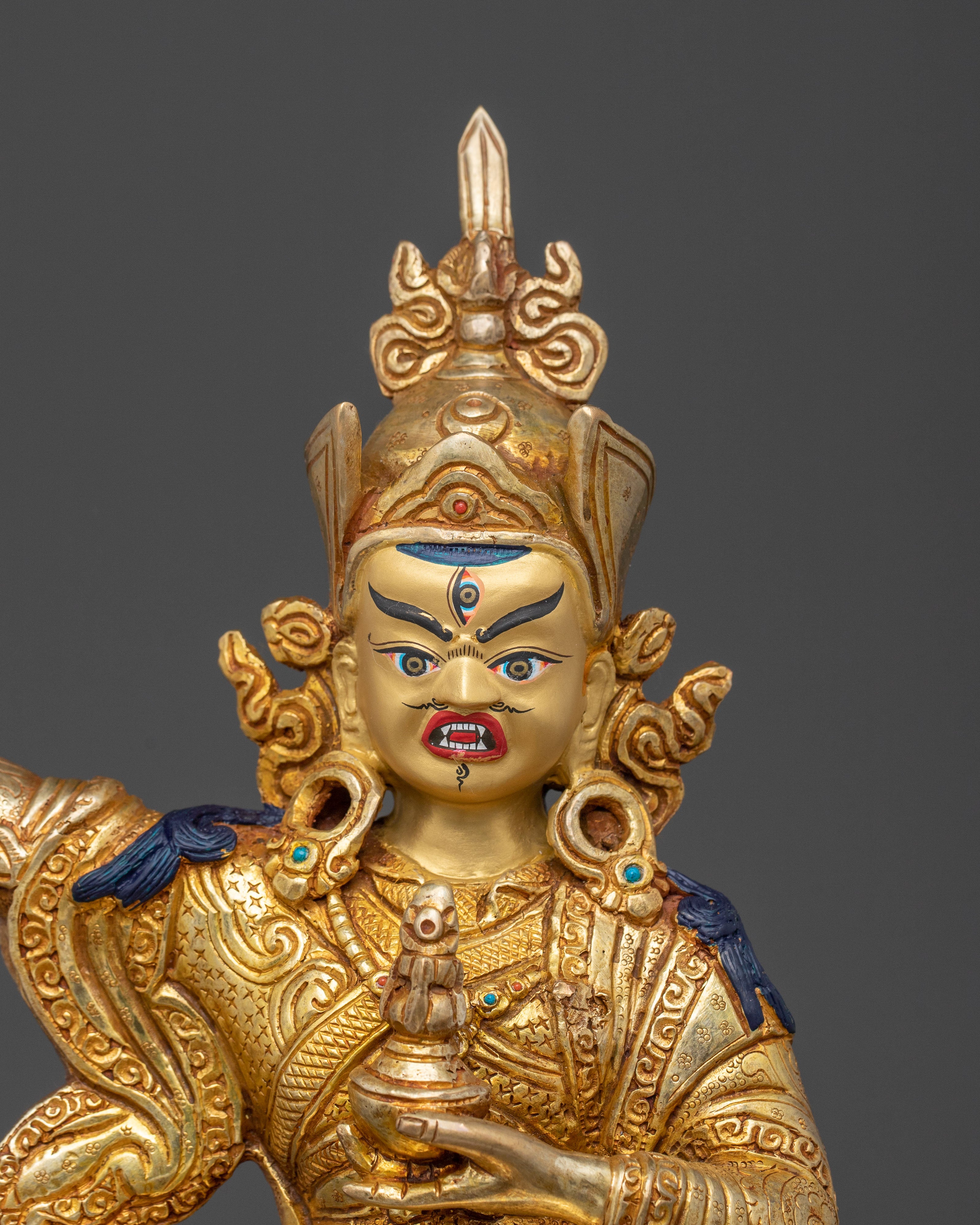 Dancing Guru Rinpoche Spiritual Sculpture | Handmade Tibetan Artwork