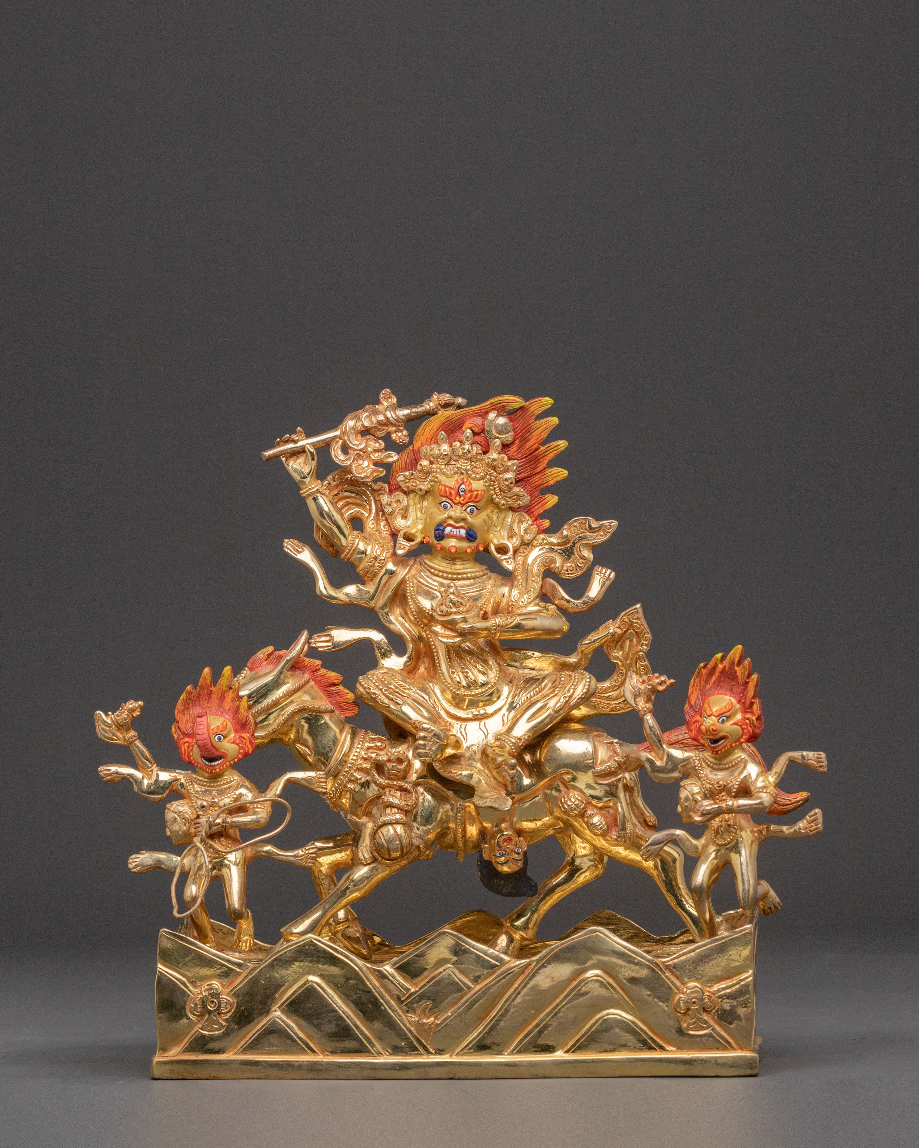 Palden Lhamo Wrathful Statue – Hand-Gilded Copper Art