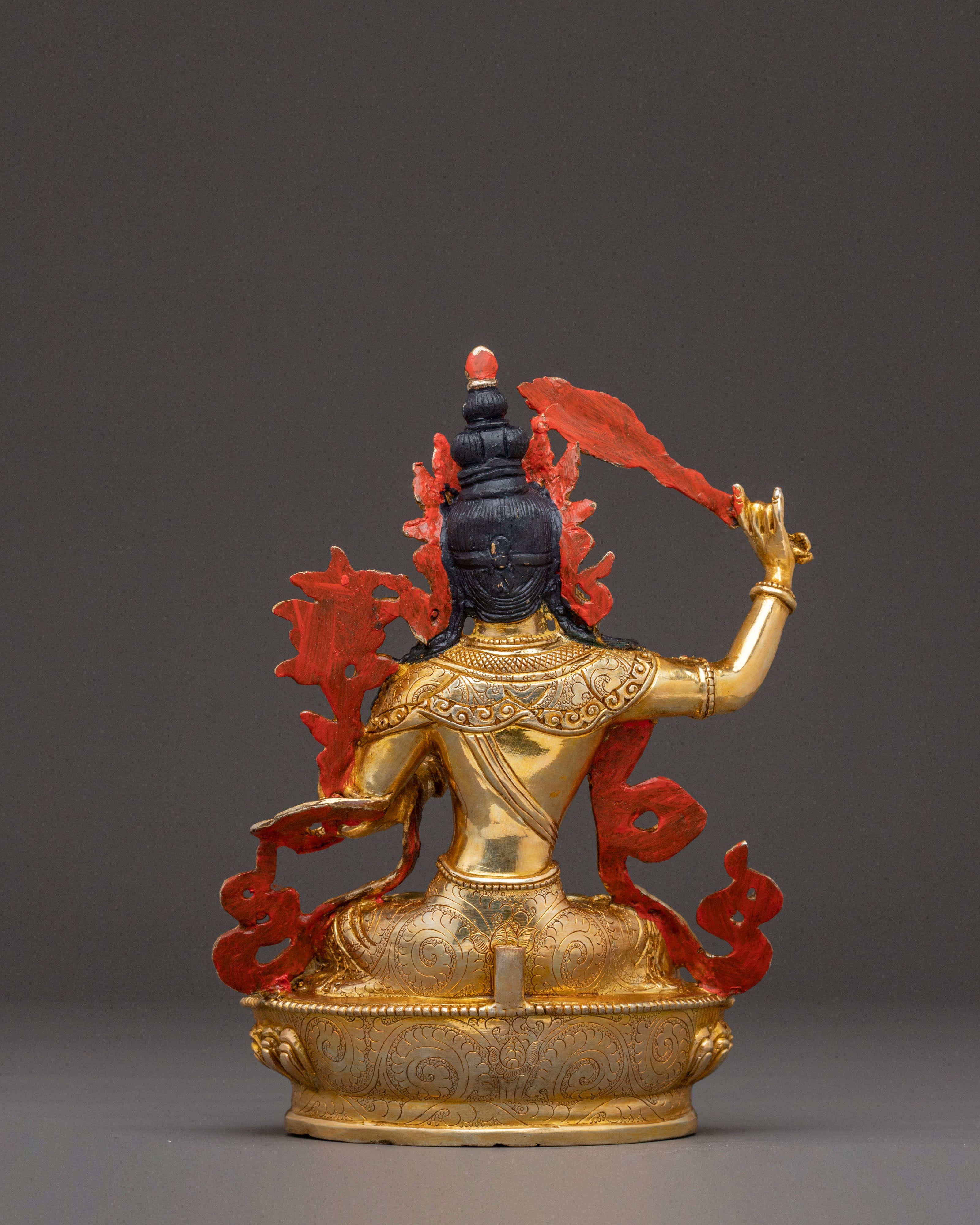 Tibetan Wisdom Deity Manjushri Statue – 24K Gold Gilded Copper Statue