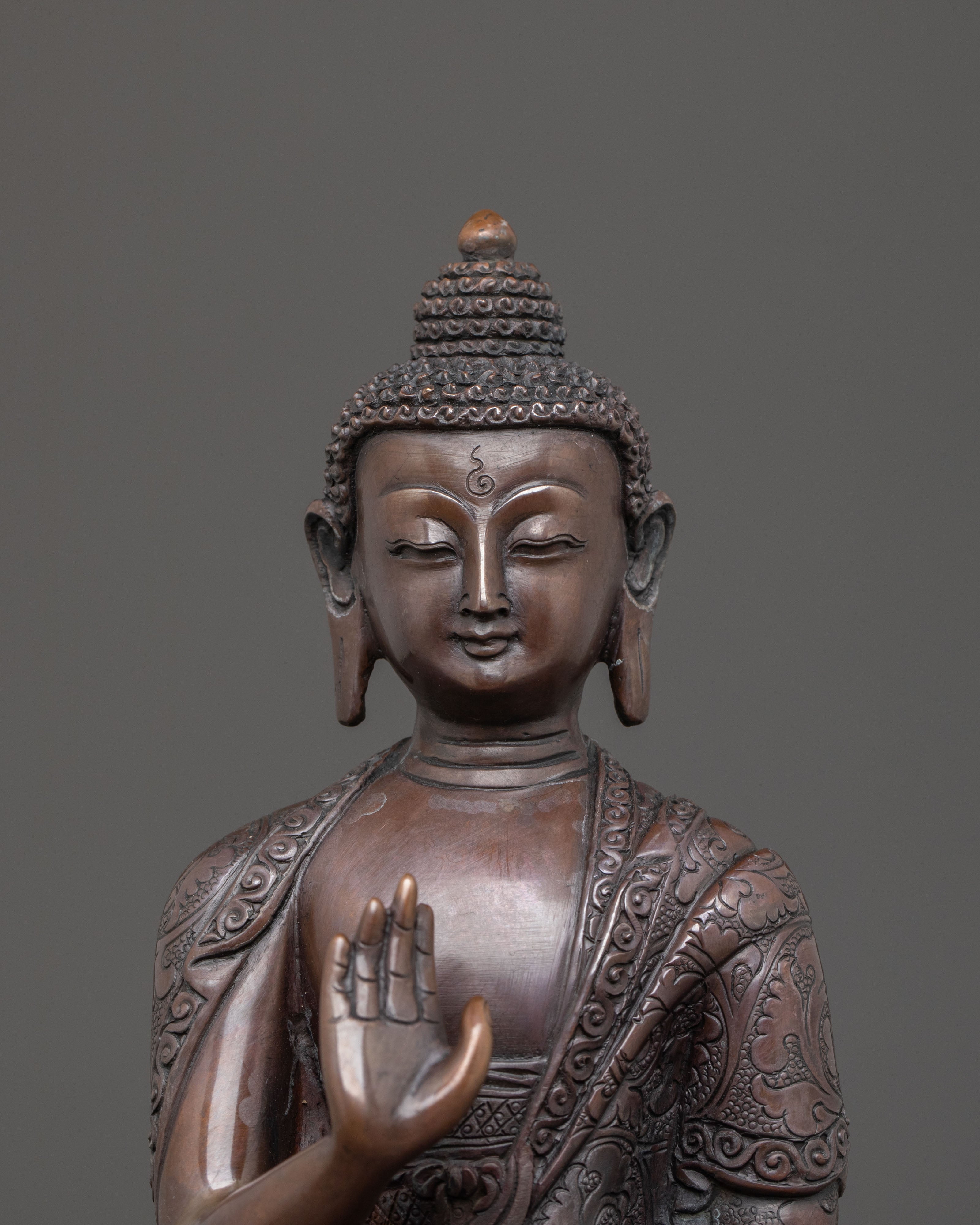 Amogasiddhi Buddha Statue | Oxidized Copper Iocn