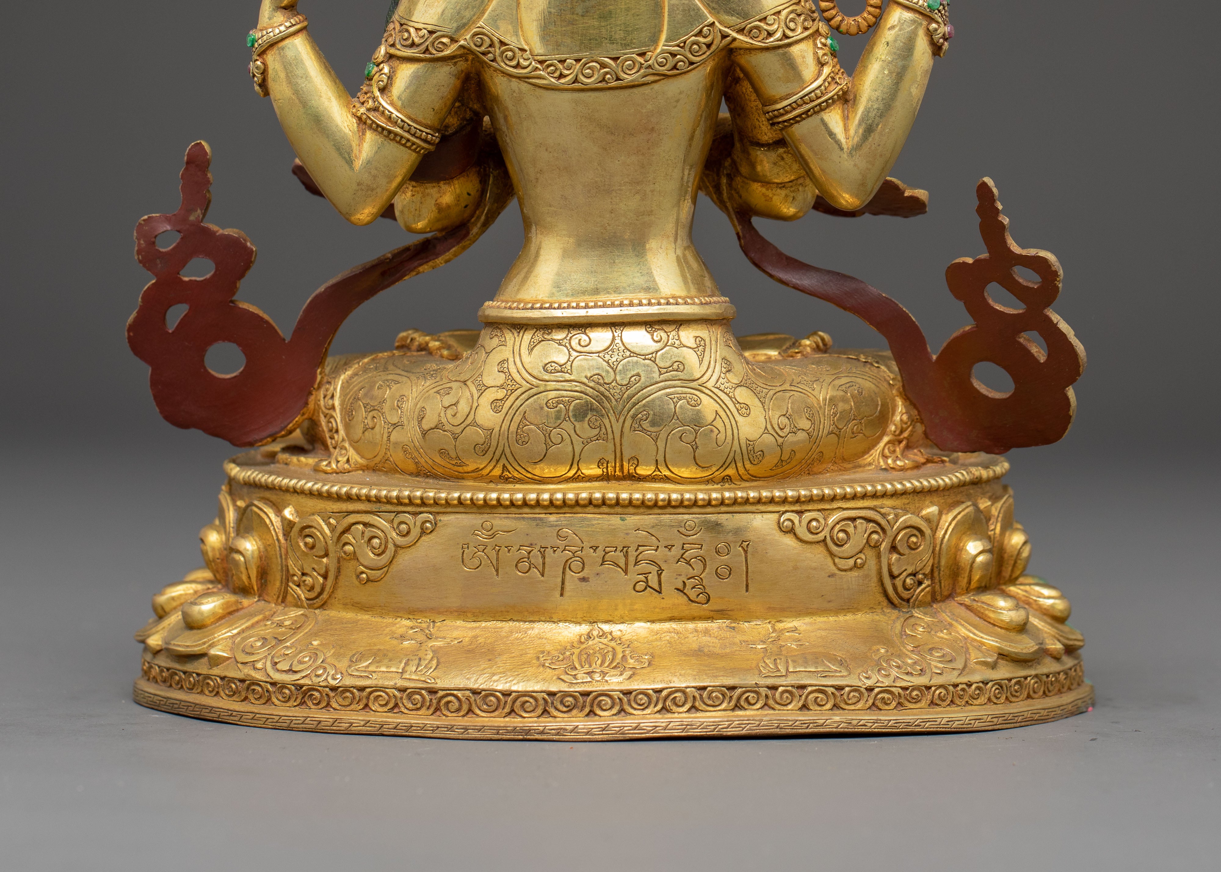 Handmade Chenrezig Copper Body Statue | Tibetan Deity of Compassion