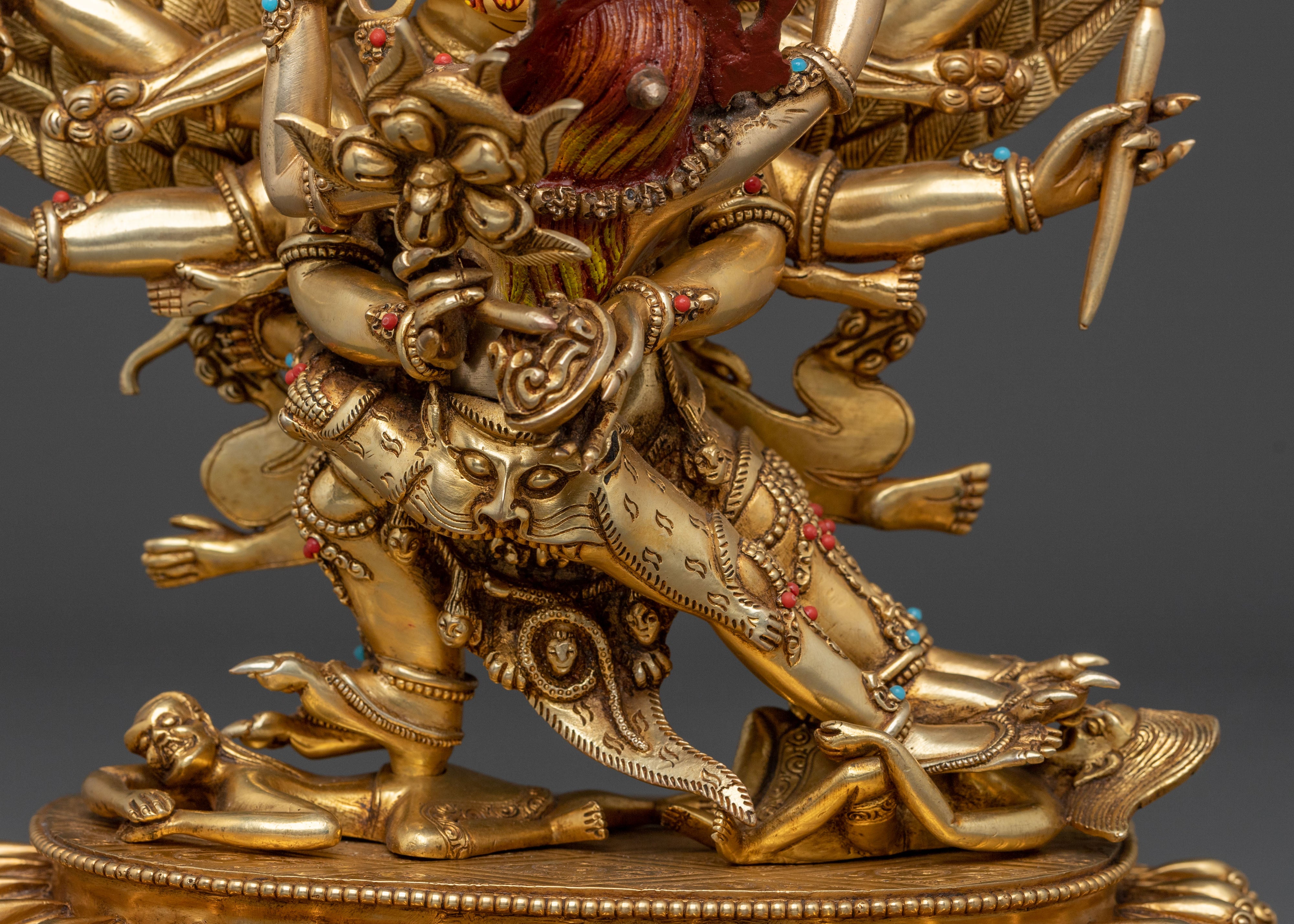 Hevajra Statue: 24k Gold Gilded Buddhist Deity