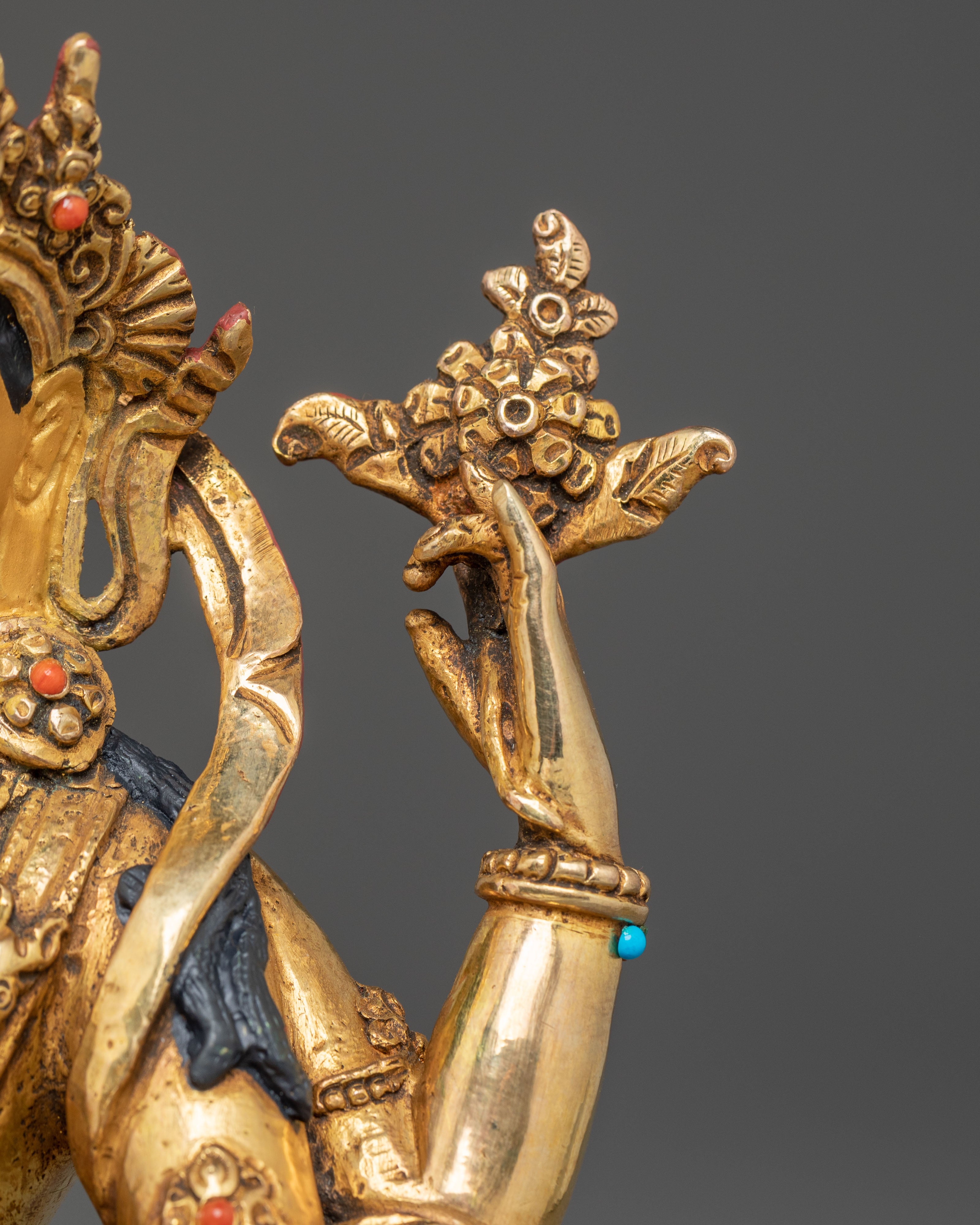 Handmade Avalokiteshvara Golden Statue | Bodhisattva of Compassion