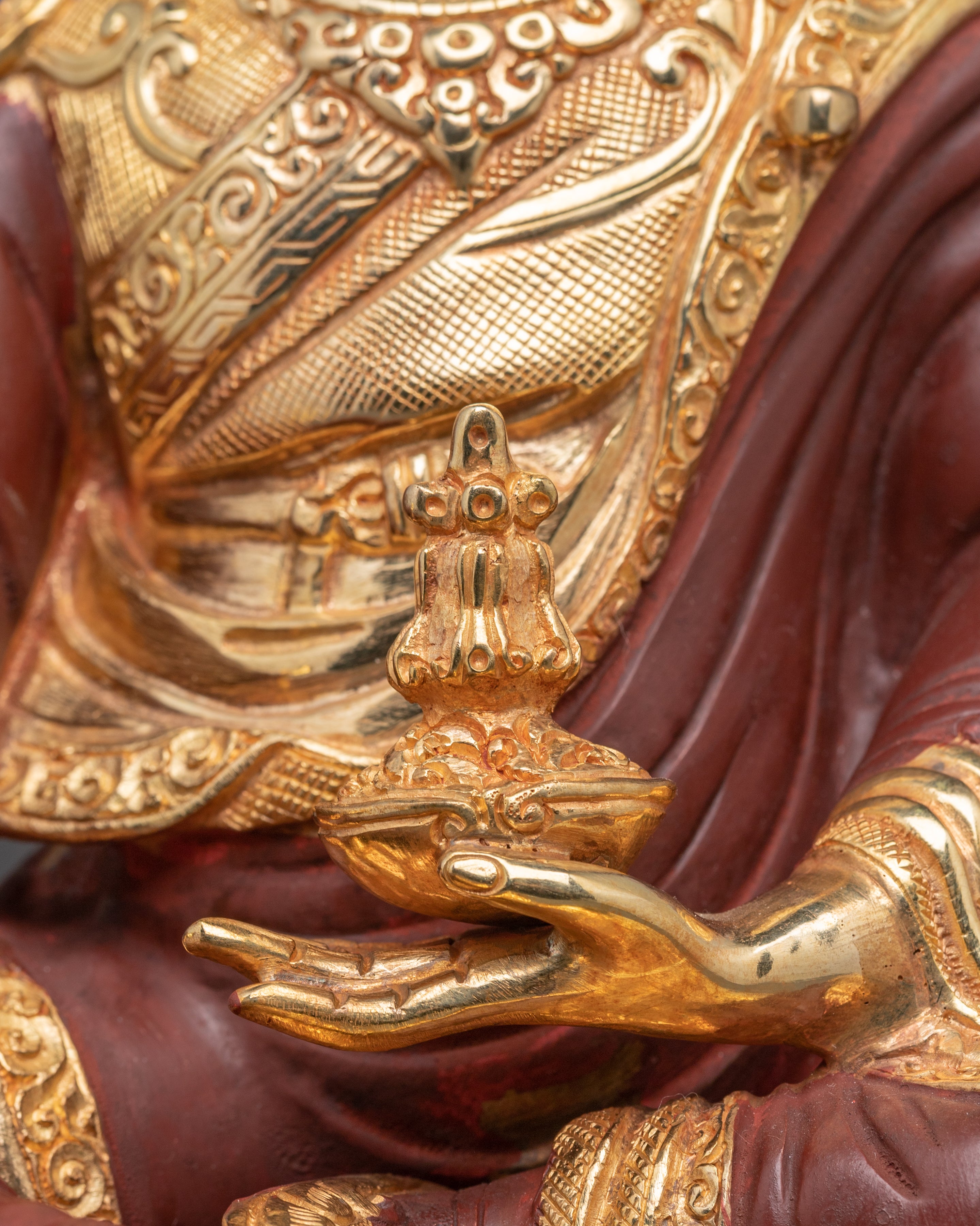 Nepalese Handcrafted Guru Rinpoche Copper Statue