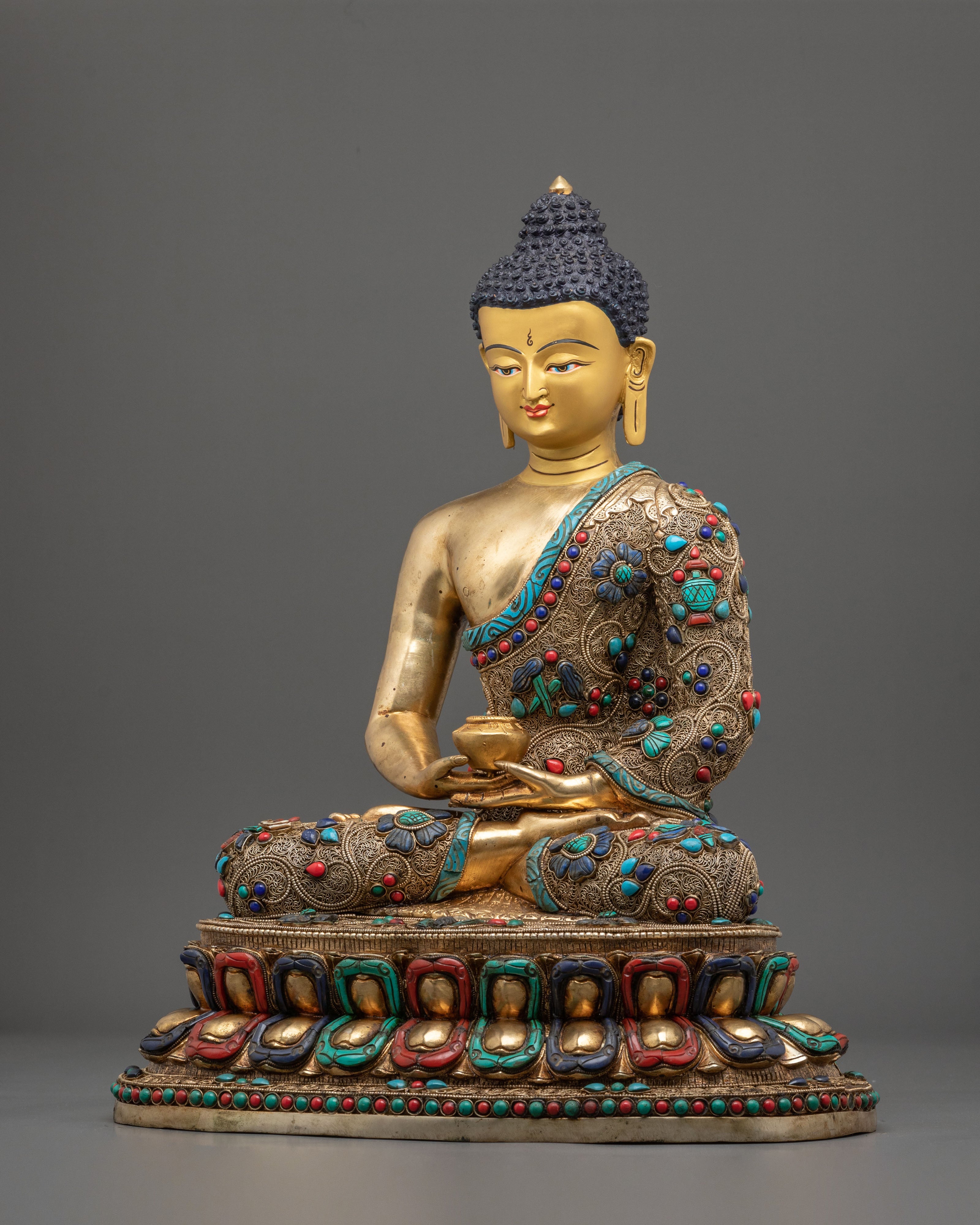 24K Gold Gilded Amitabha Buddha Mahayana Statue