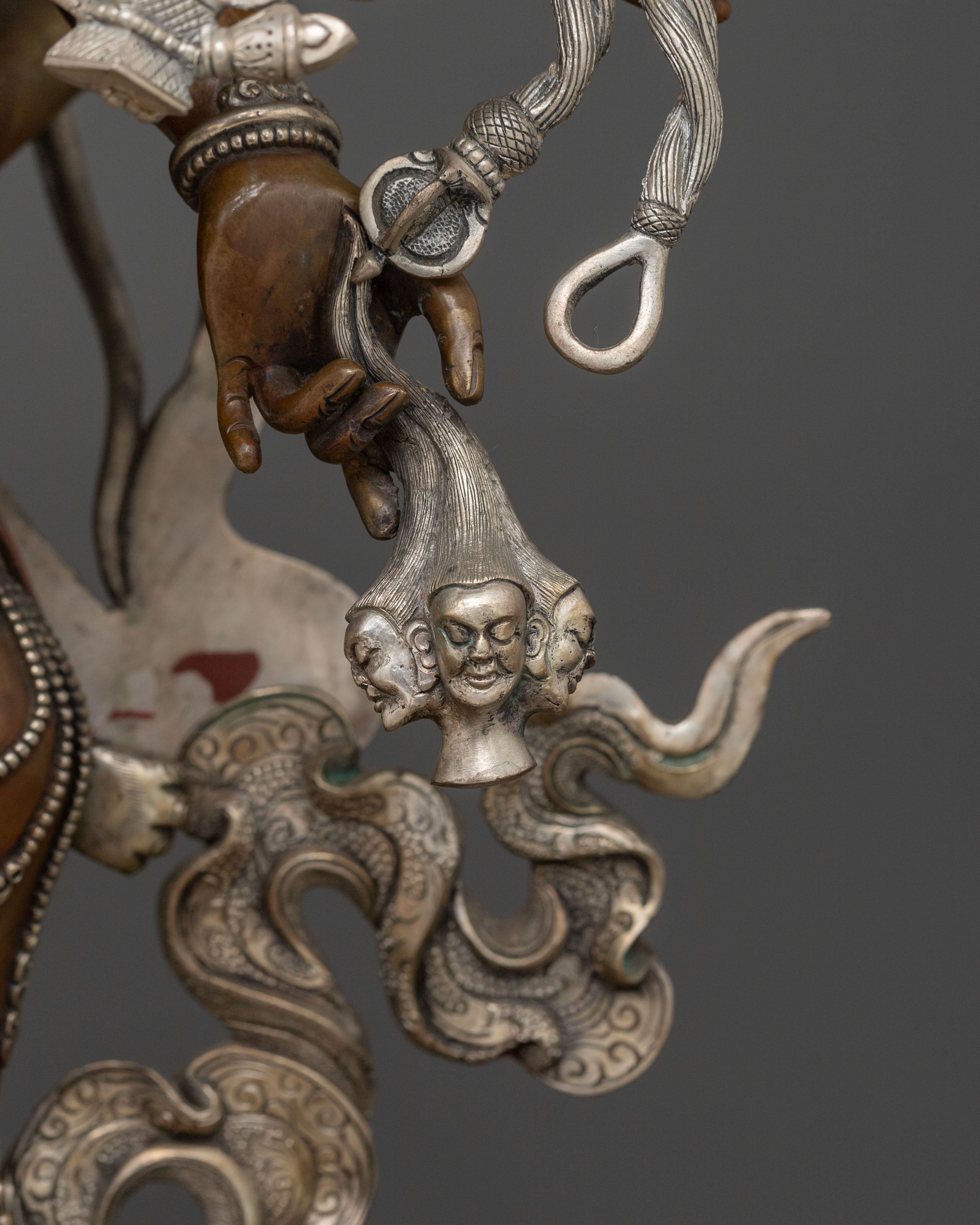Chakrasamvara Oxidized Copper Statue | Silver-Plated