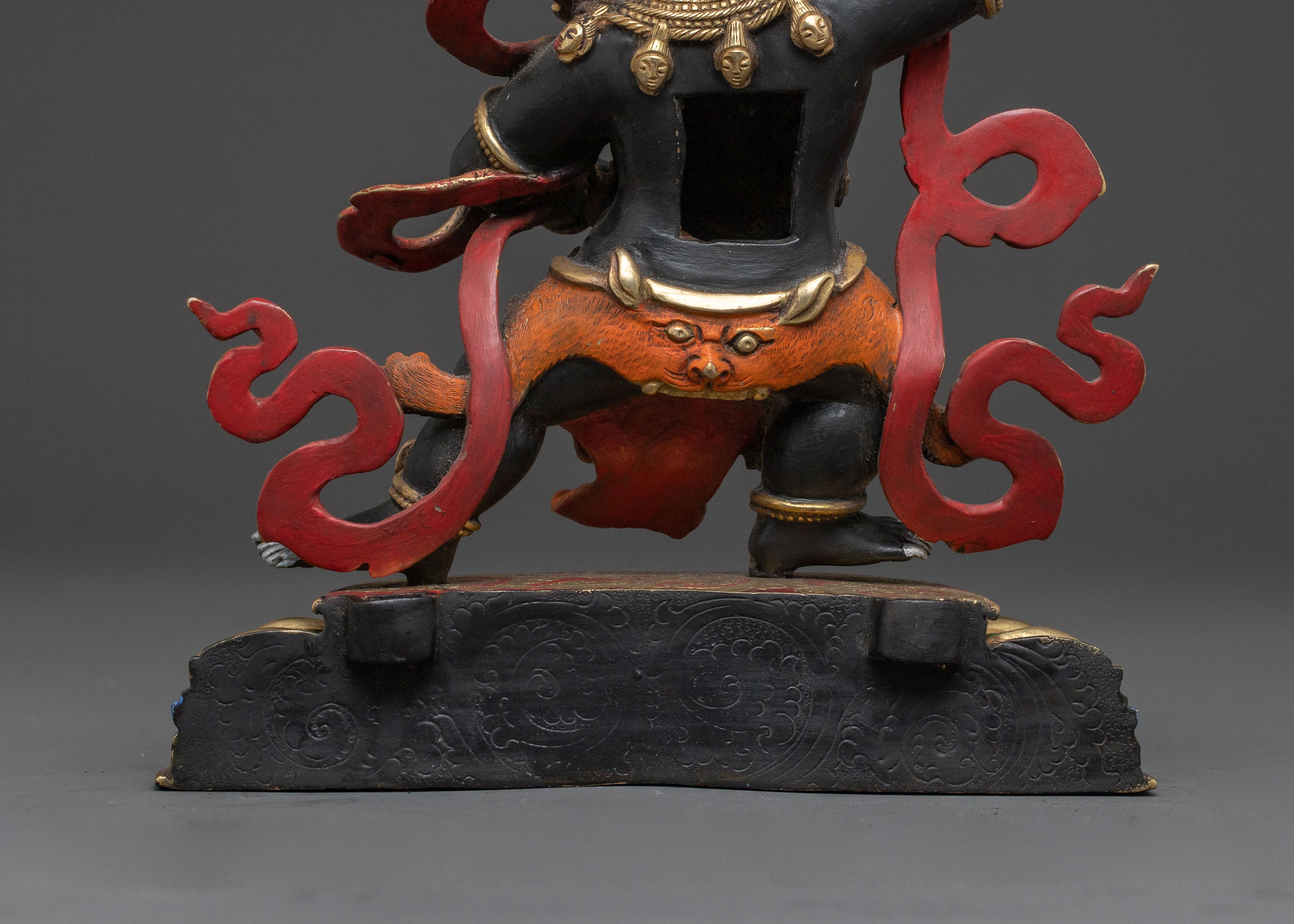 Wrathful Fortune Icon Black Dzambhala Statue: Handcrafted Sacred Protector