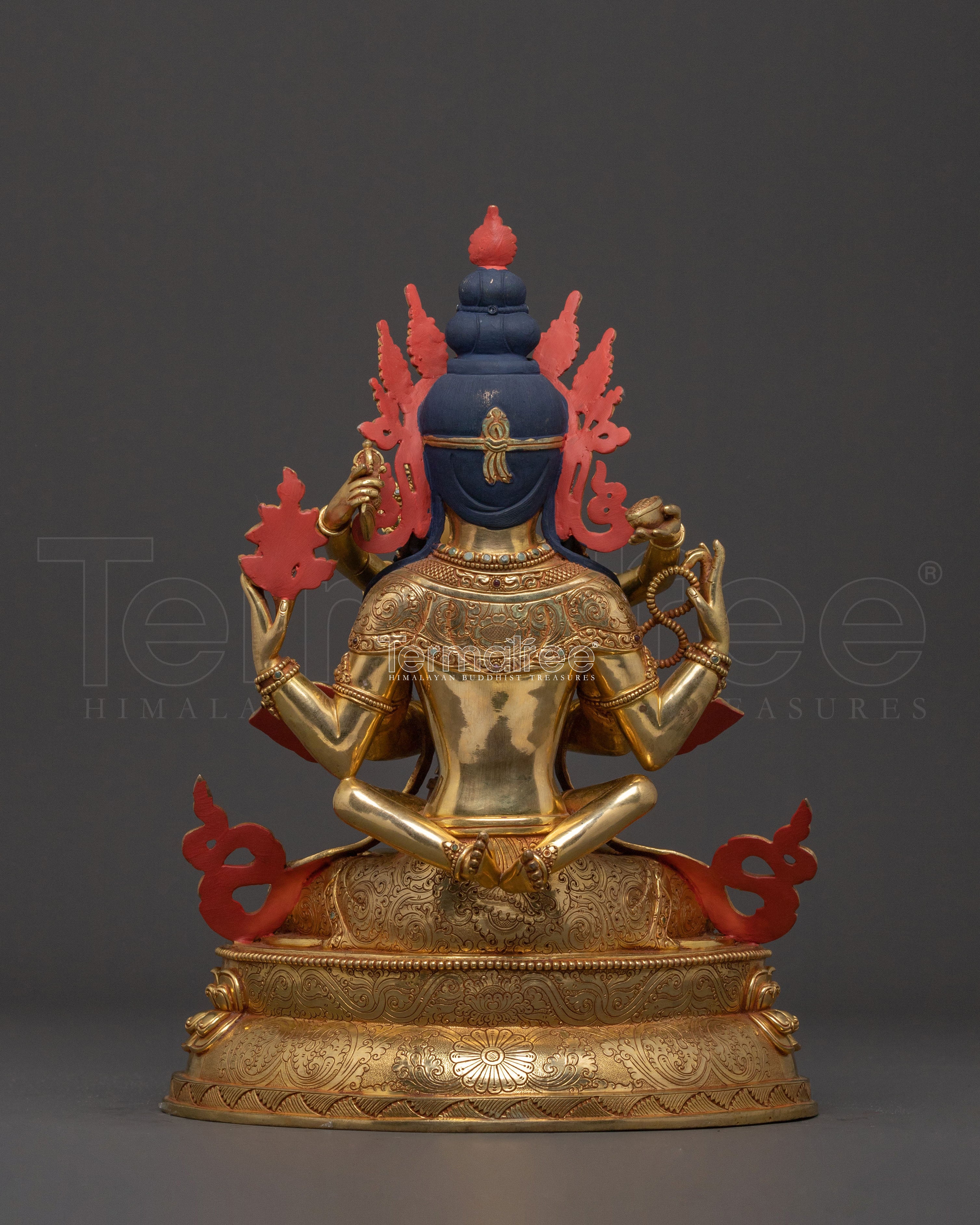 Chenrezig Golden Statue With Consort | Blessing Icons