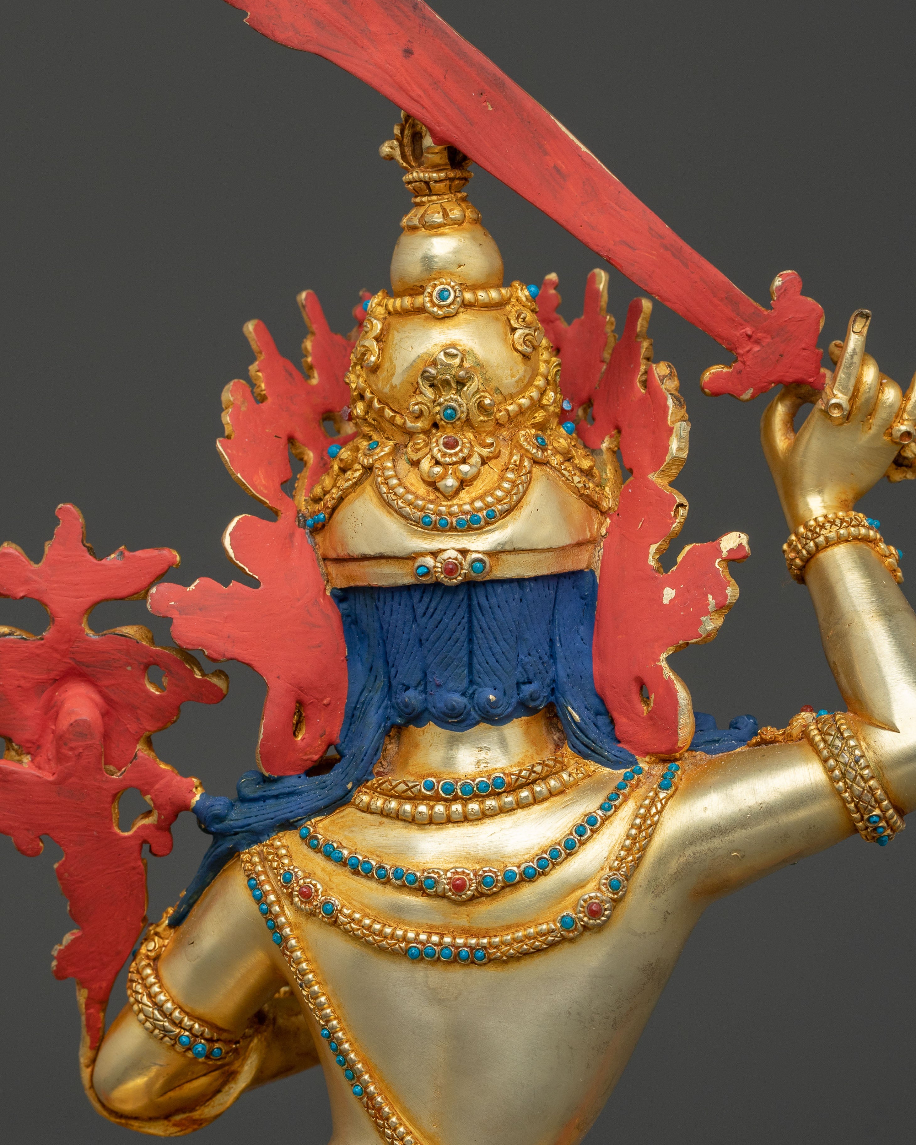 Manjushri Idol: 24K Gold Gilded Sacred Figurine