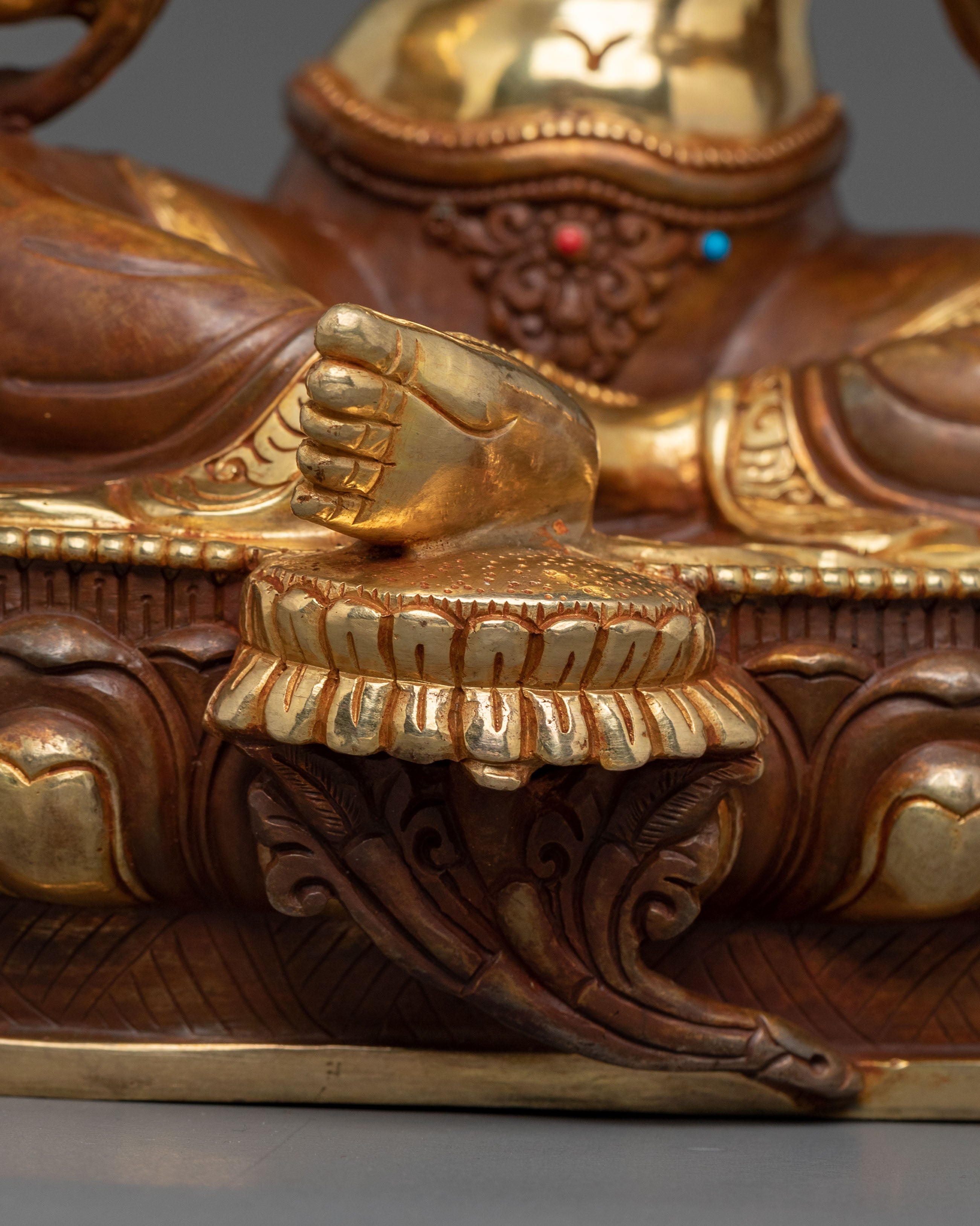 Green Tara Fire Gold Gilded Sculpture | Goddess of Compassion