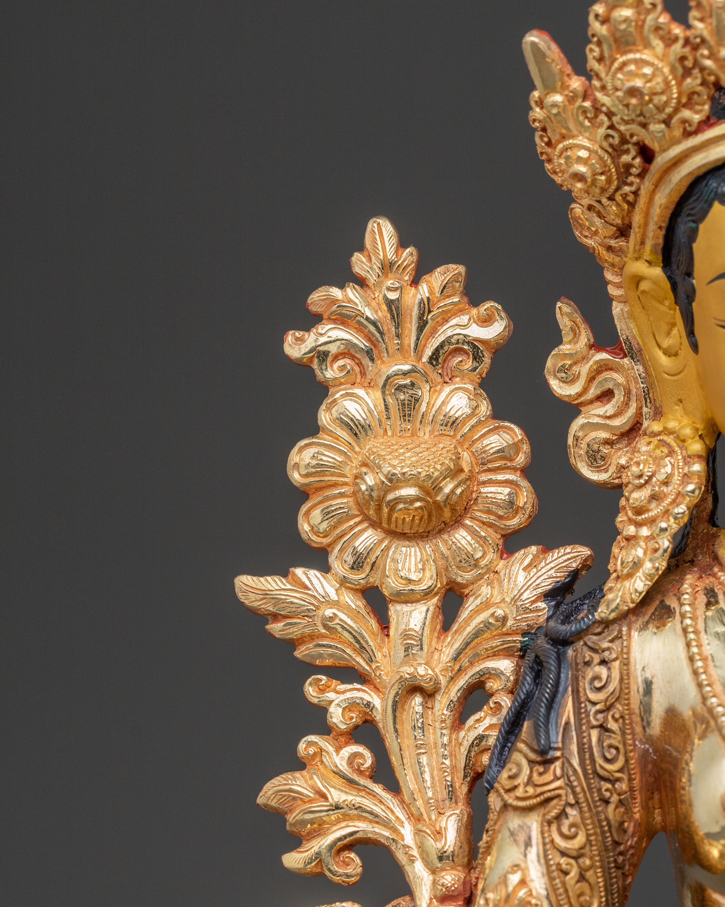 Green Tara Healing Mother Statue | Handcrafted Gold Gilded Copper
