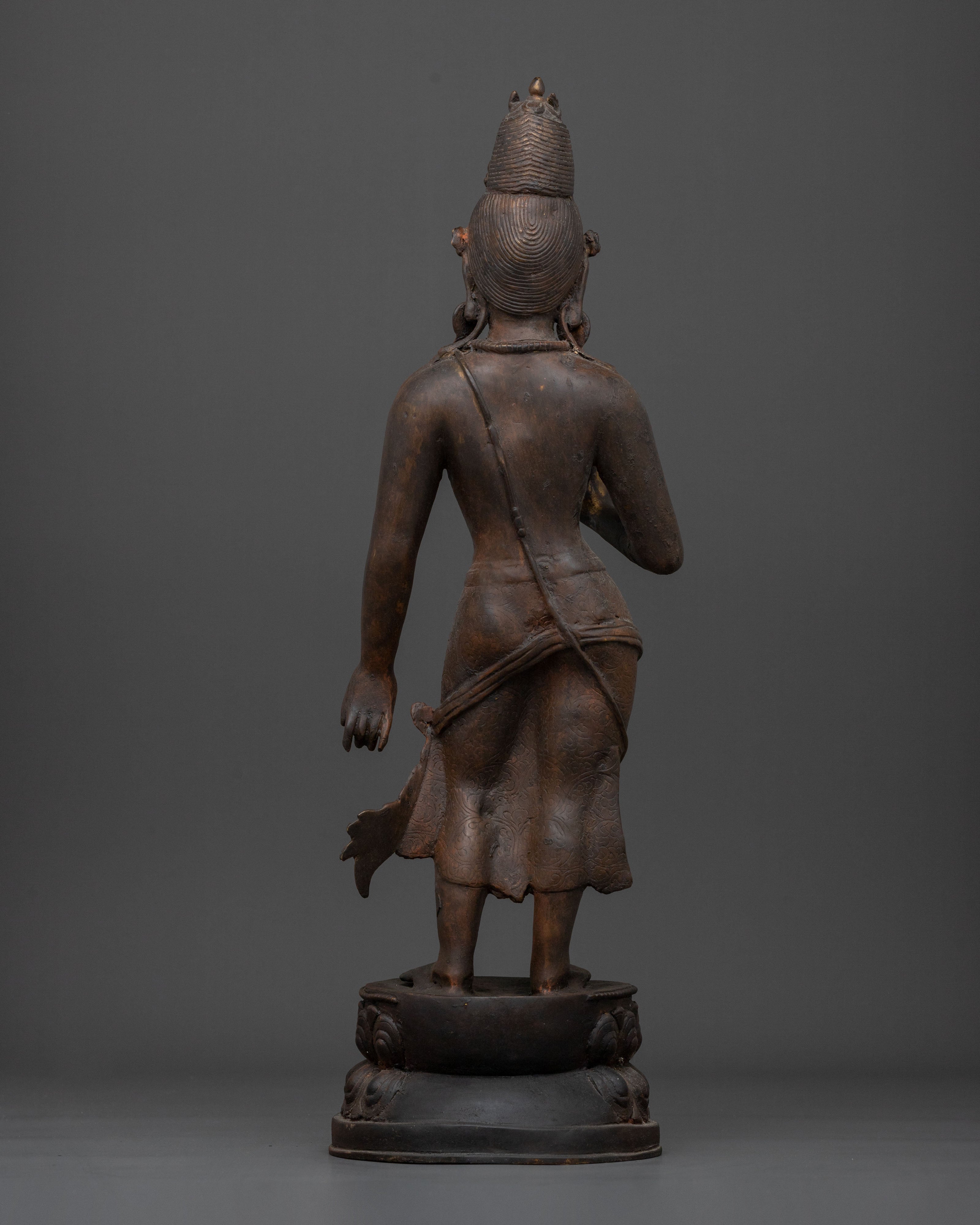 Maitreya Buddha Sacred Sculpture with Antique Finish